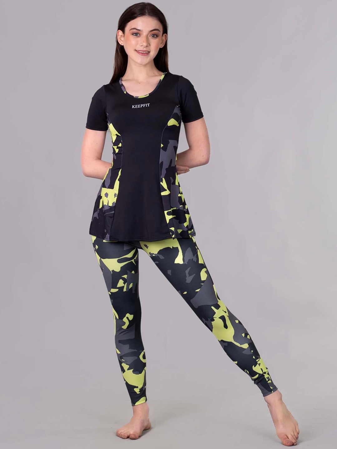 

Keepfit Women's Camouflage Printed 2-Piece Padded Swimset, Black
