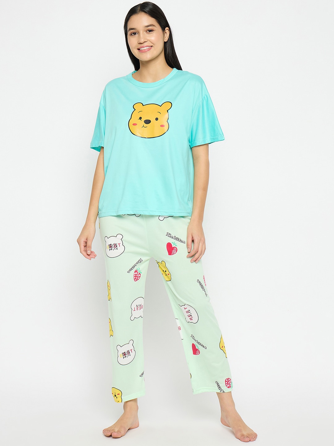 

Camey Printed Night Suit, Green