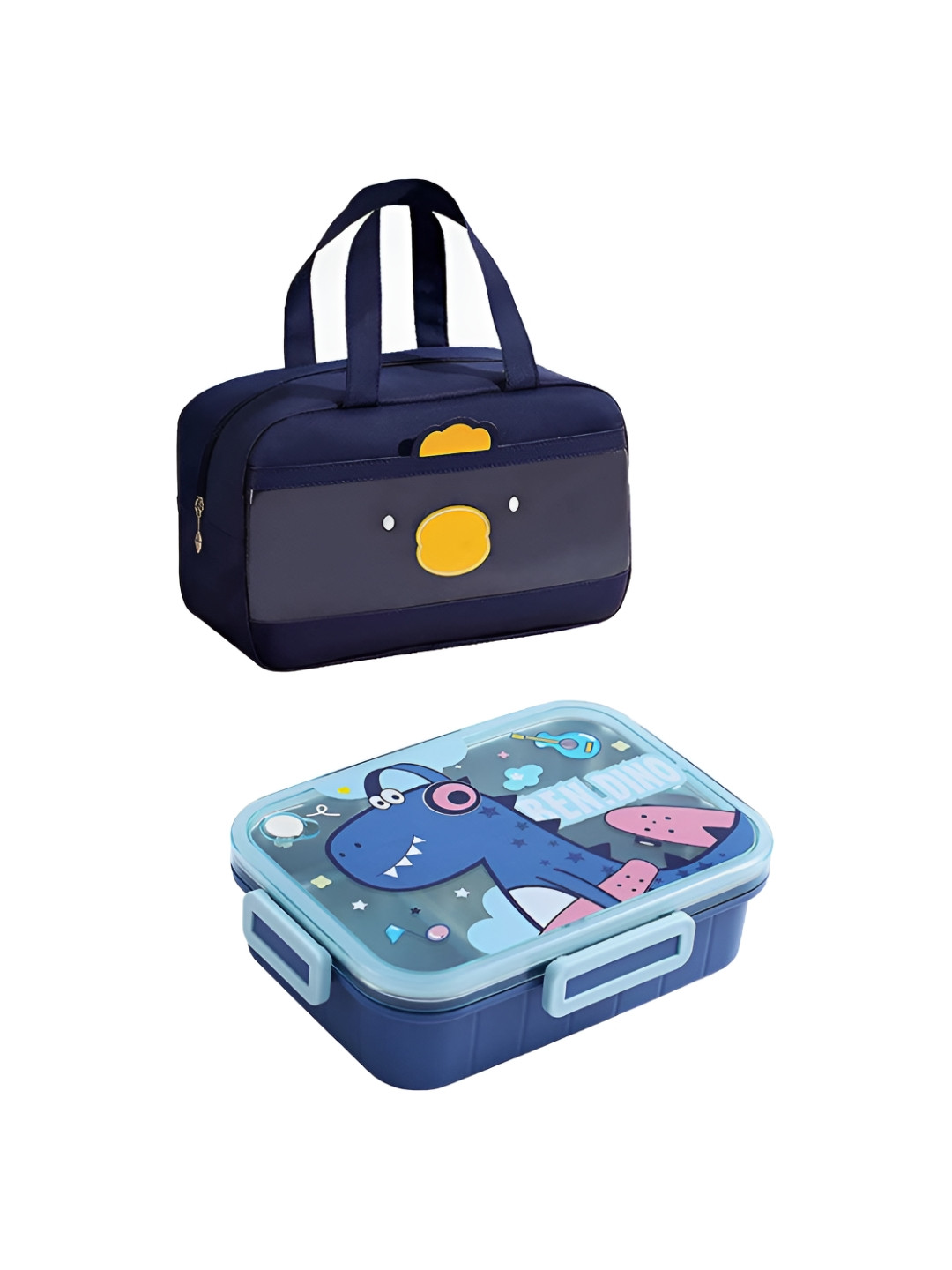 

Little Surprise Box LLP Blue Lunch Box With Lunch Bag & Chopsticks Spoon Set