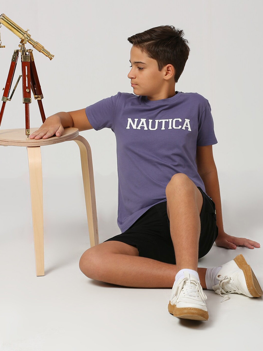 

Nautica Boys Typography Printed Cotton T-shirt, Purple