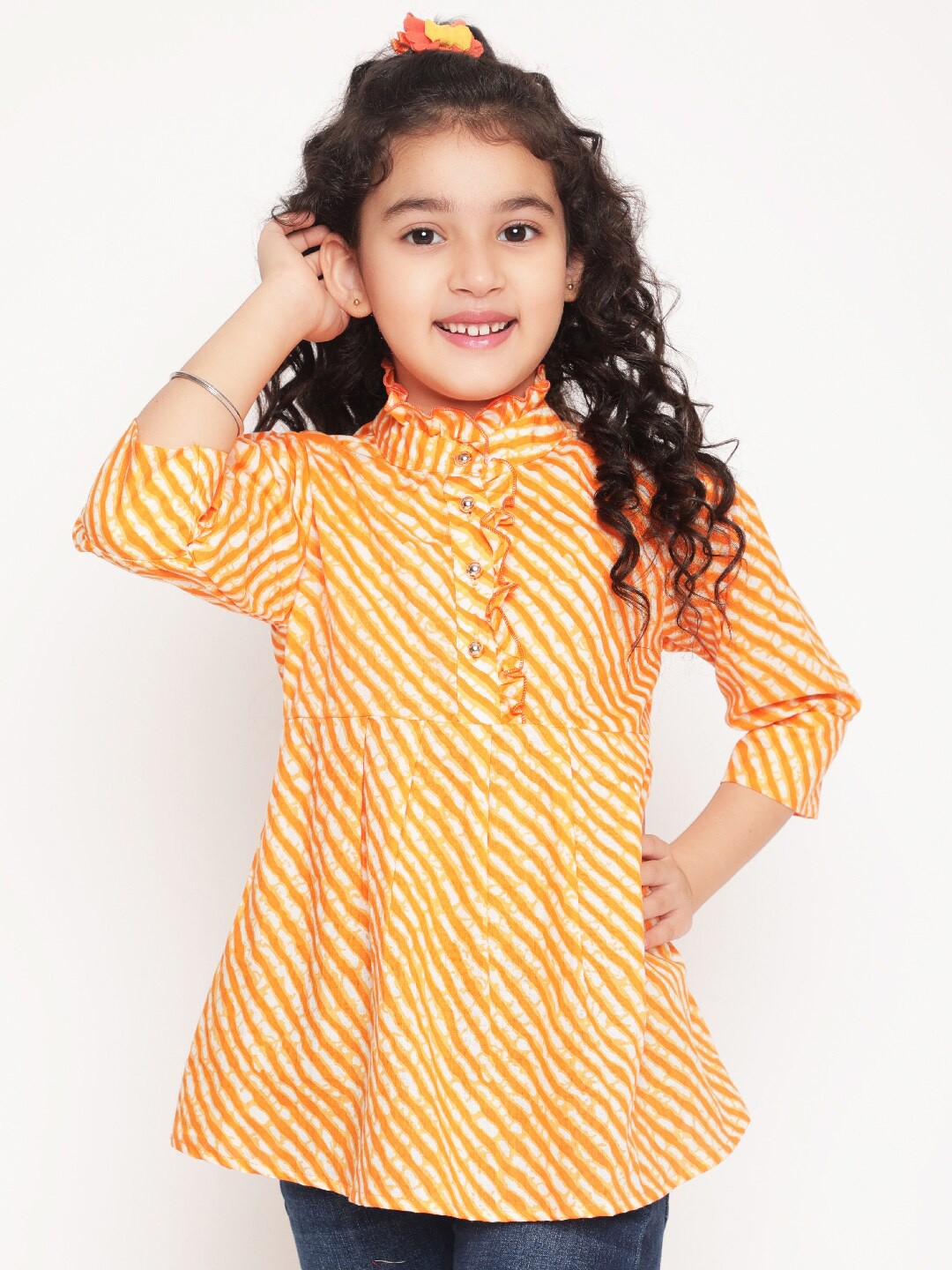 

BAESD Vertical Striped Georgette Top, Orange