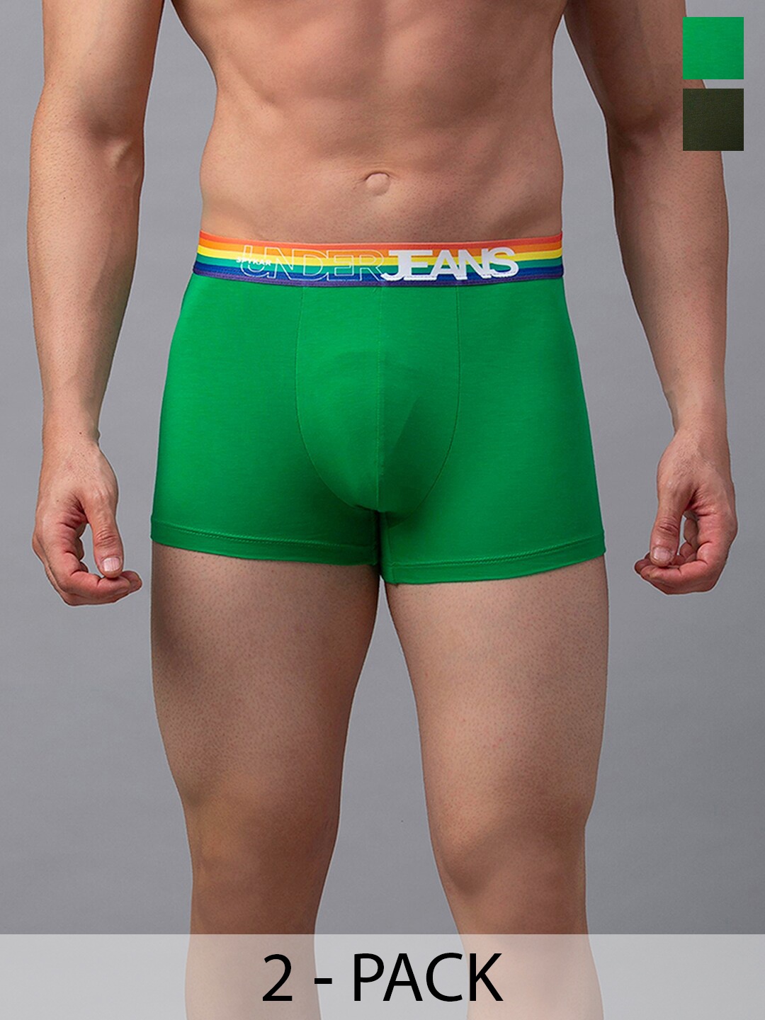 

UnderJeans by Spykar Pack Of 2 Trunks 16864050-1-16864052, Green