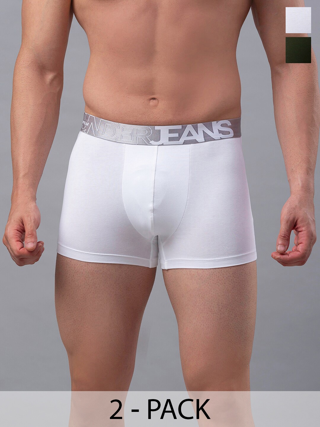 

UnderJeans by Spykar Pack Of 2 Mid Rise Trunks, White