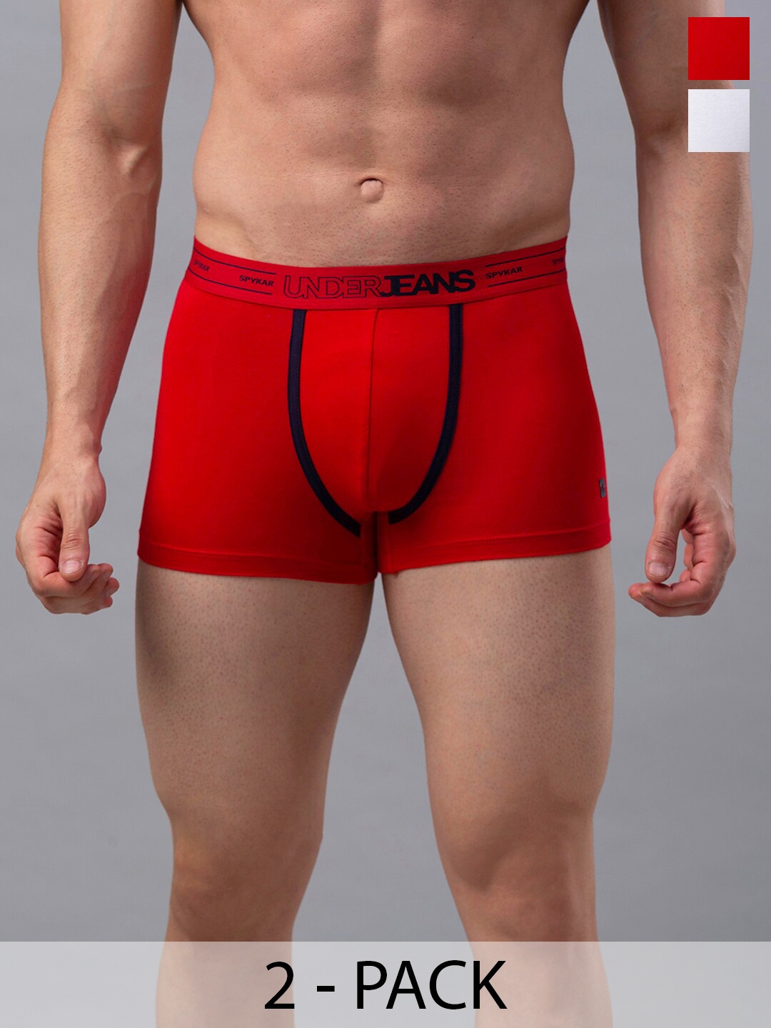 

UnderJeans by Spykar Pack Of 2 Trunks 16864120-1-16864082, Red