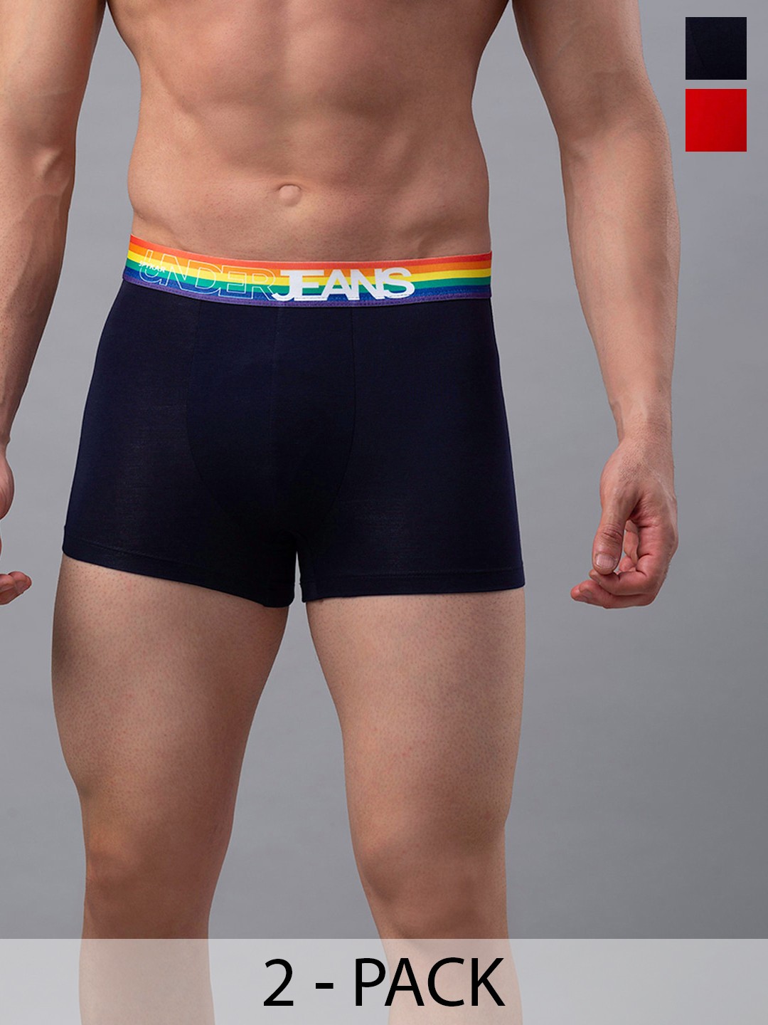 

UnderJeans by Spykar Pack Of 2 Trunks 16864082-1-16864200, Navy blue