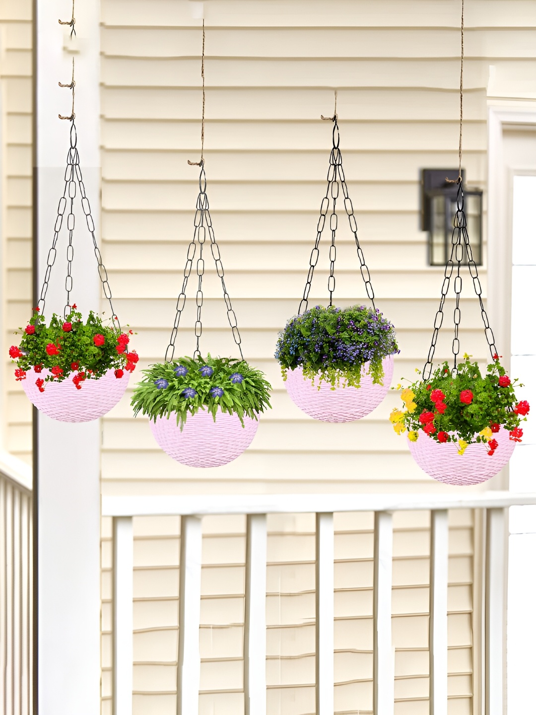 

Kuber Industries Pink Set of 4 Pieces Hanging Planters