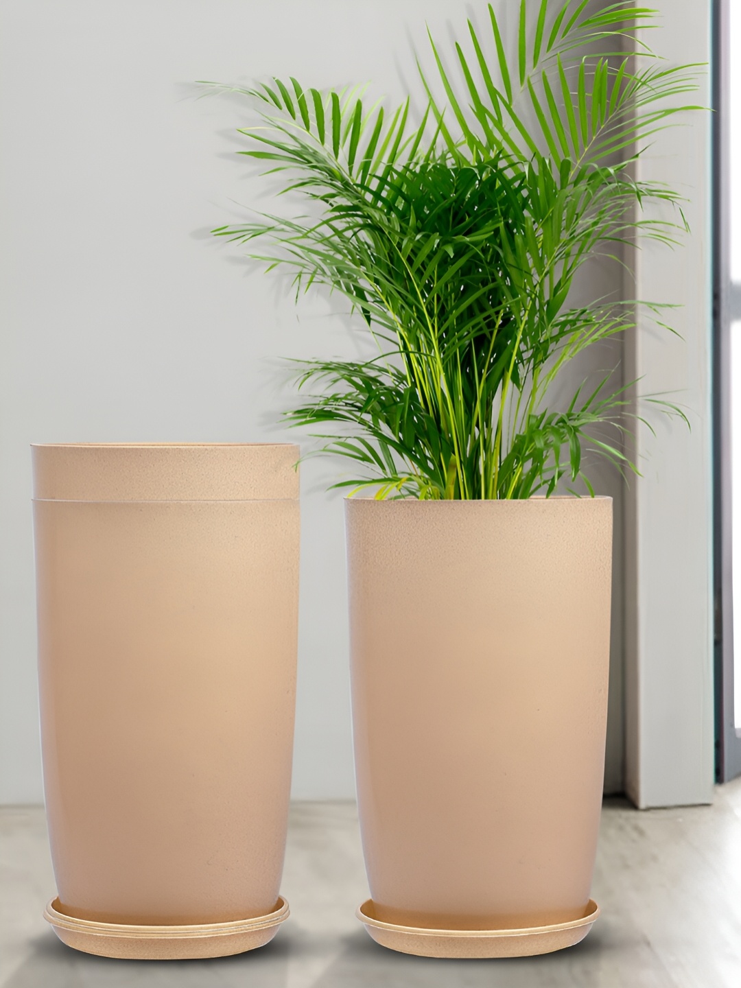 

Kuber Industries Marble Emerald Beige 3 Pieces Planters with Tray