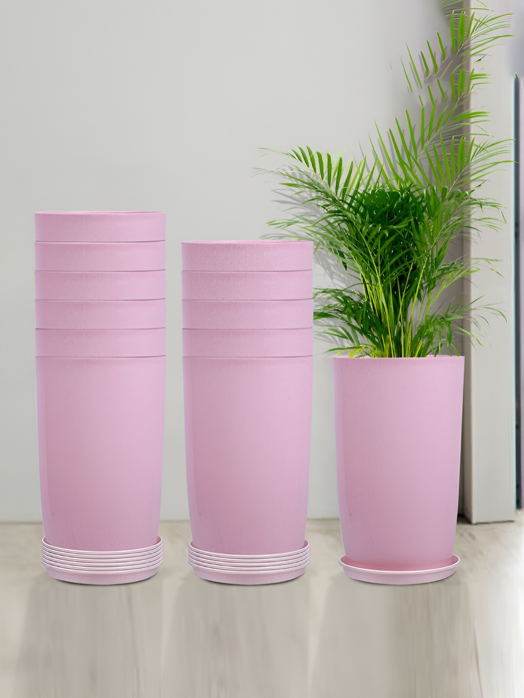 

Kuber Industries Marble Emerald Pink 12 Pieces Planters with Tray