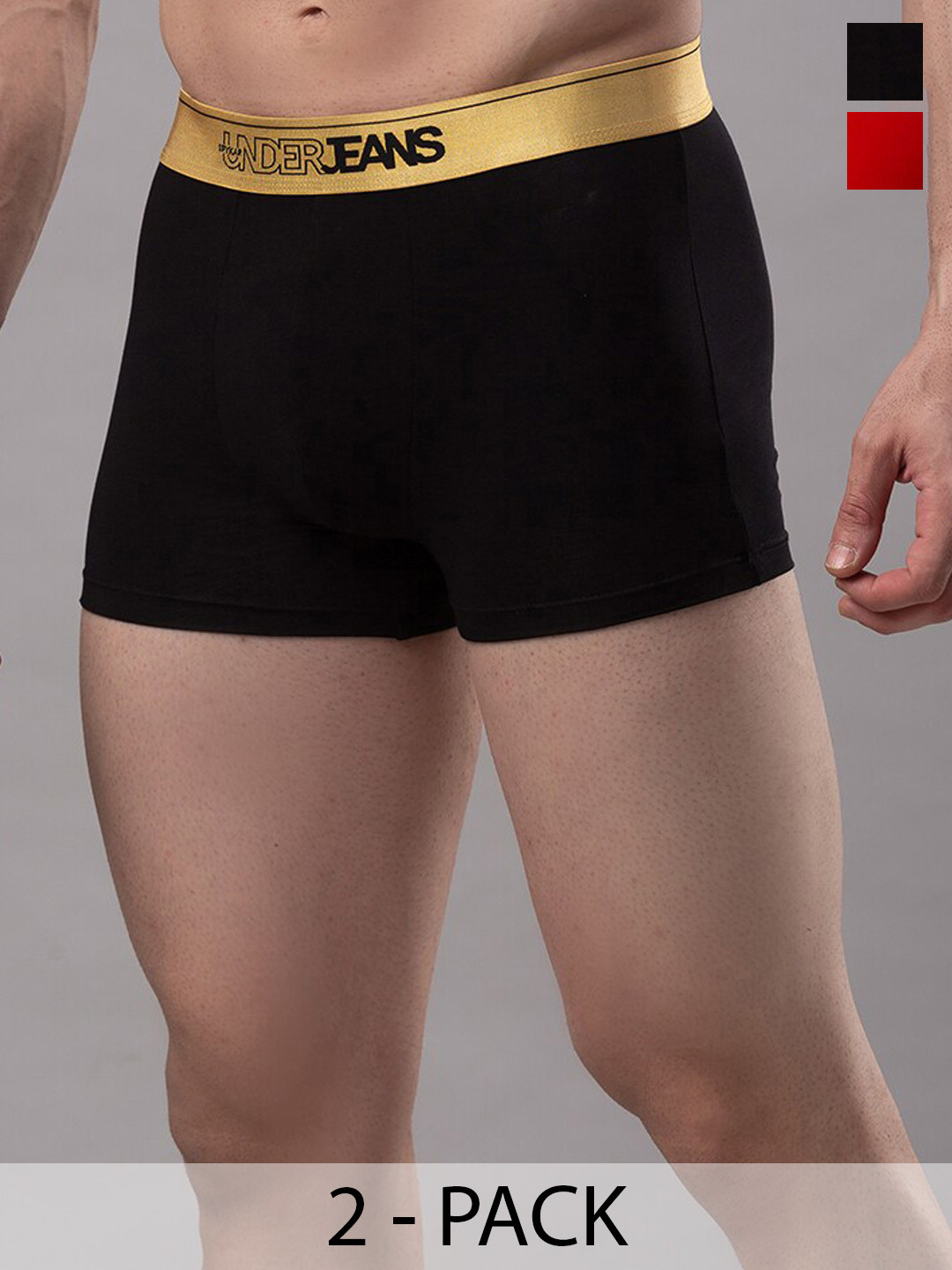 

UnderJeans by Spykar Pack Of 2 Outer Elastic Trunk 16864082-1-16864234-, Black
