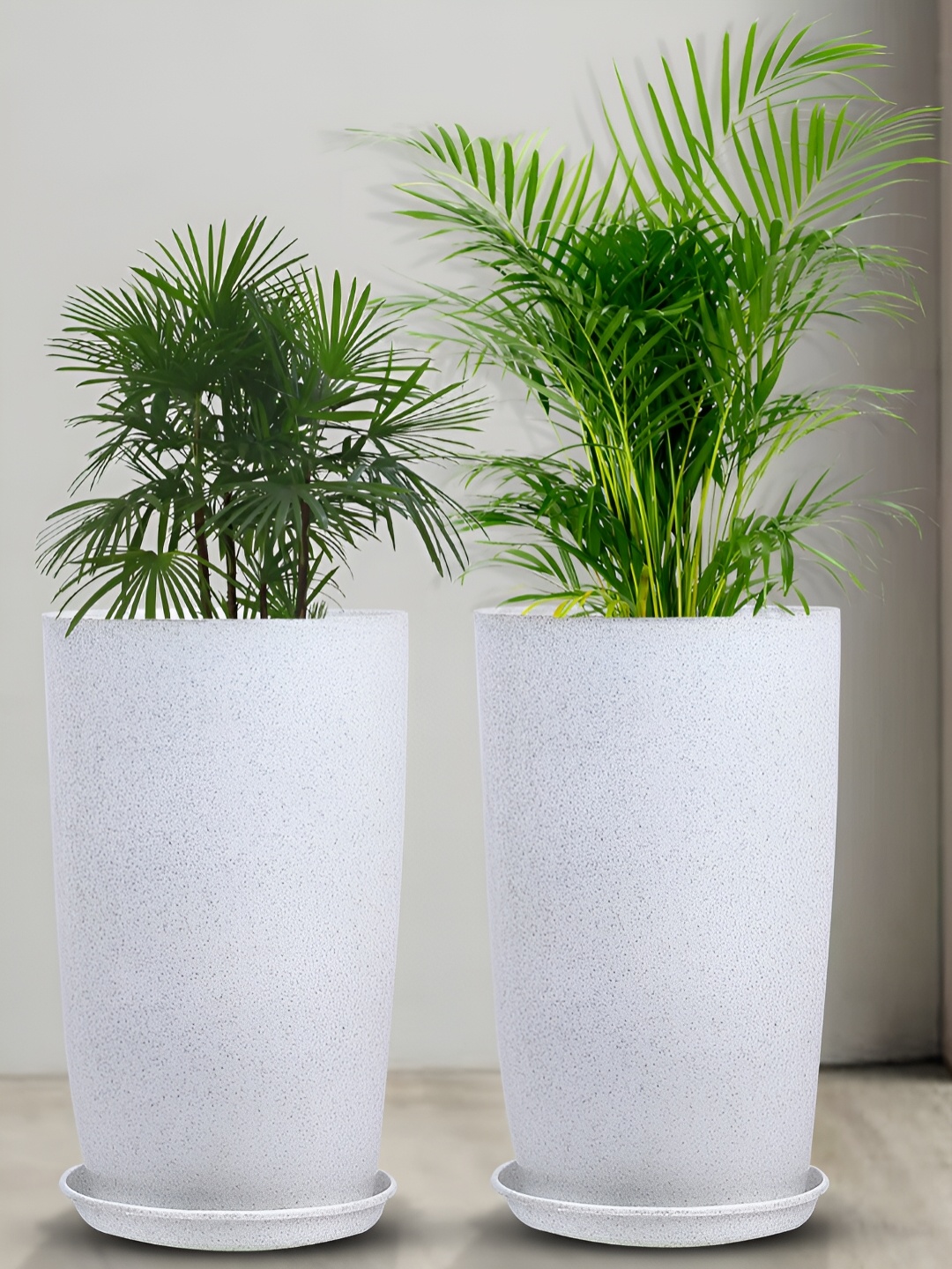 

Kuber Industries Marble Emerald White 2 Pieces Planters with Trays