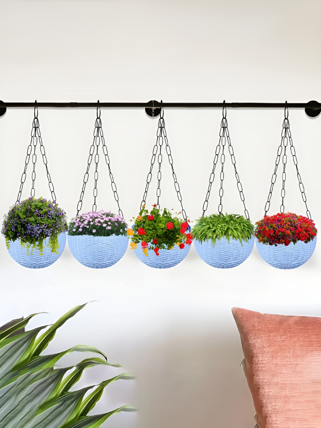 

Kuber Industries Marble Euro Blue 5 Pieces UV-Protected Hanging Planters