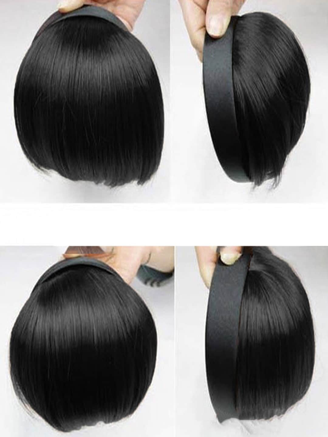 

Krelin Natural Short Wig Hair Band Hair Extension, Black