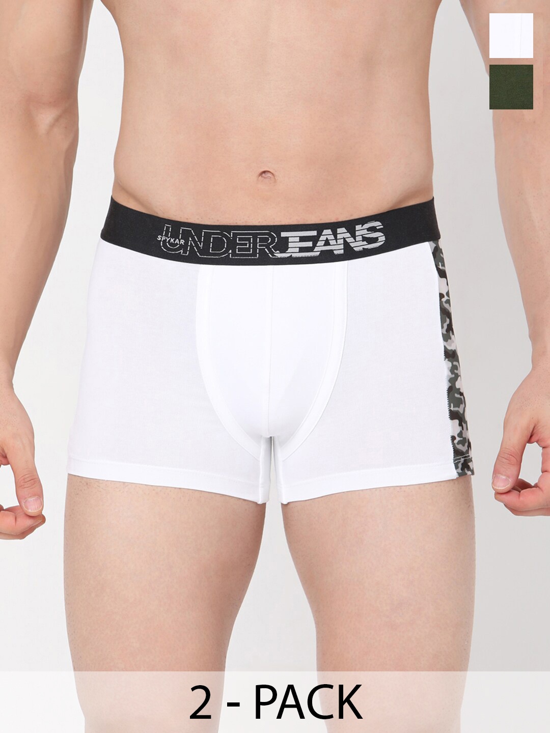 

UnderJeans by Spykar Pack Of 2 Outer Elastic Trunk 16864088-1-16864166-1, White