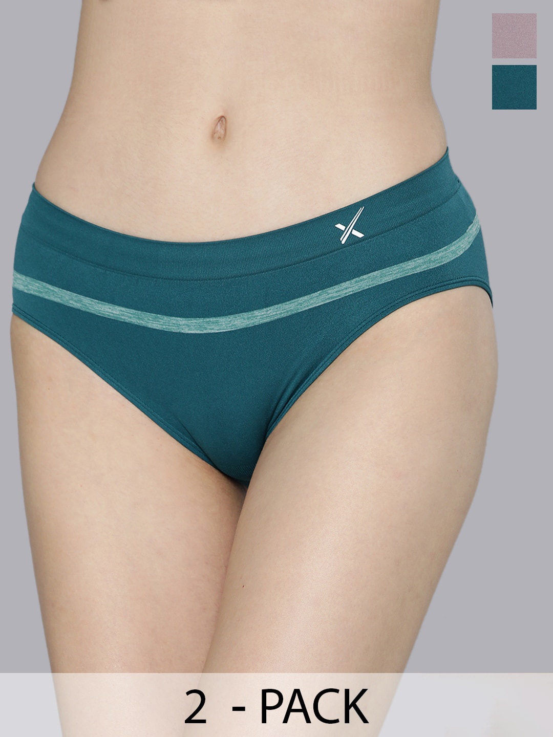 

HRX by Hrithik Roshan Pack Of 2 Pink & Teal Green Seamless Basic Briefs