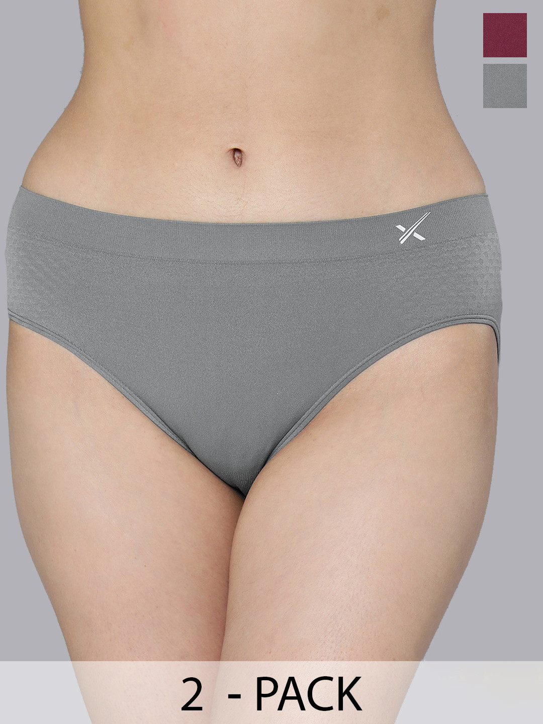 

HRX by Hrithik Roshan Pack Of 2 Red & Grey Seamless Basic Briefs