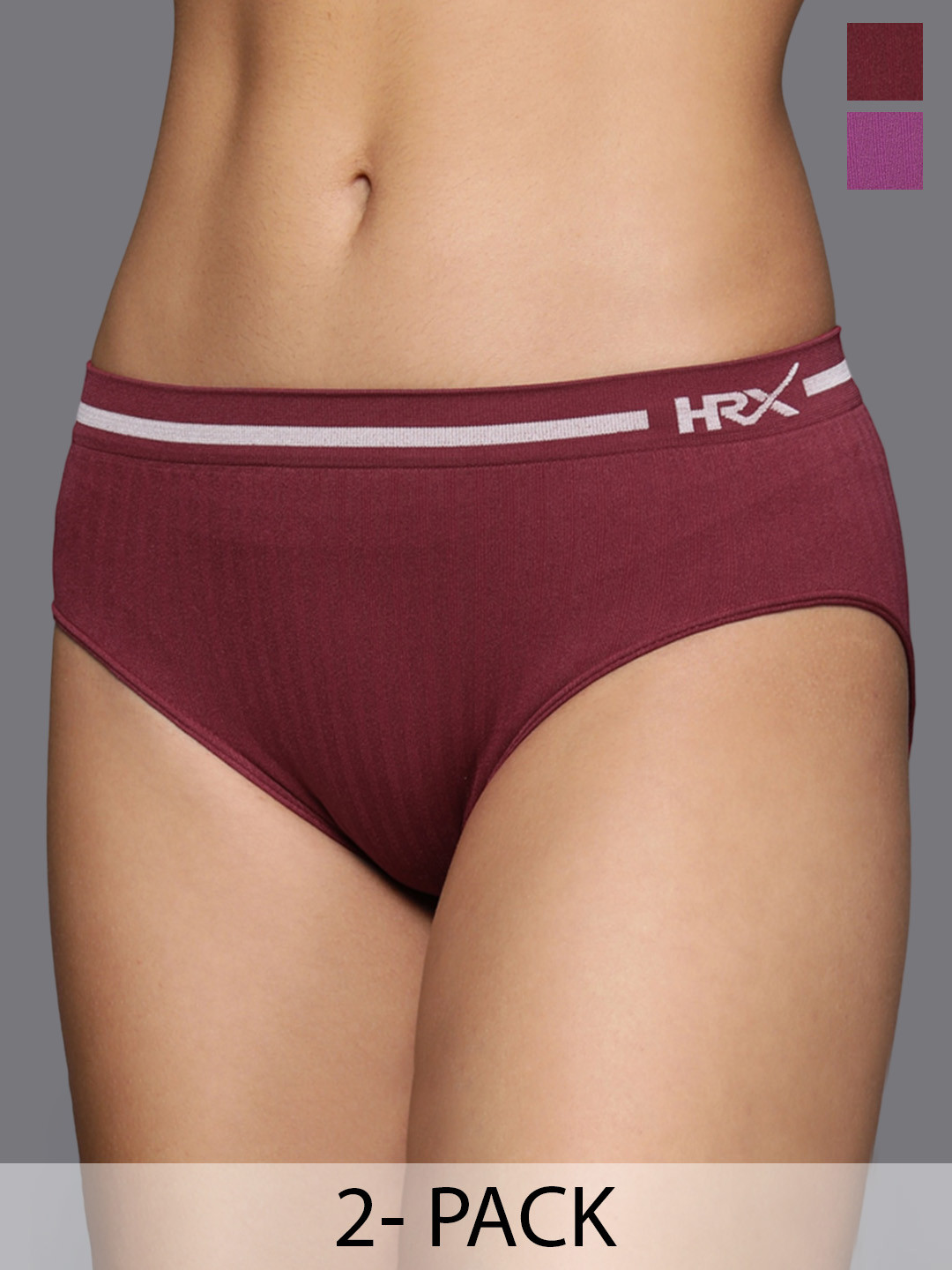 

HRX by Hrithik Roshan Pack of 2 Seamless Purple & Maroon Basic Briefs