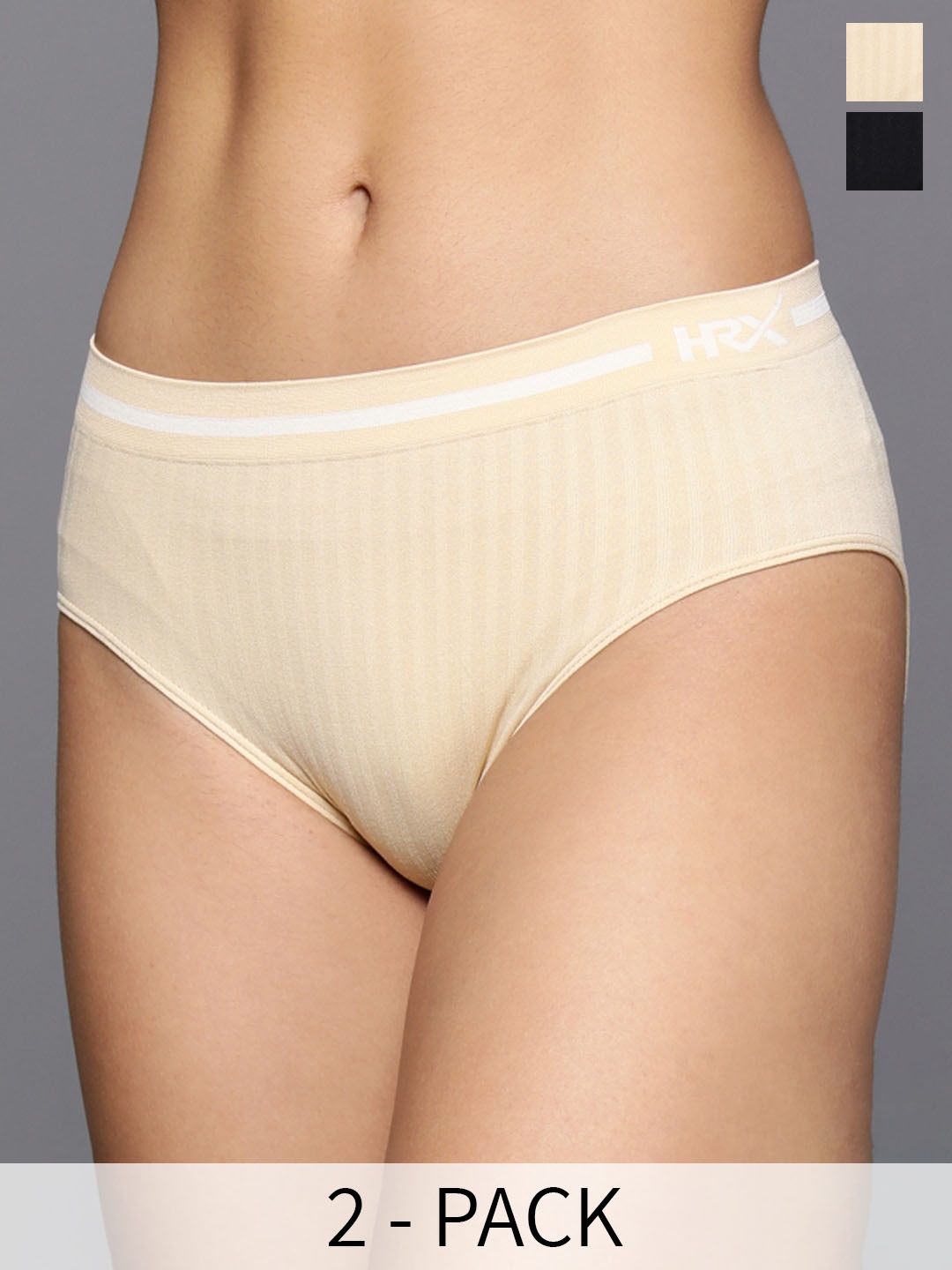

HRX by Hrithik Roshan Pack Of 2 Black & Beige Seamless Basic Briefs