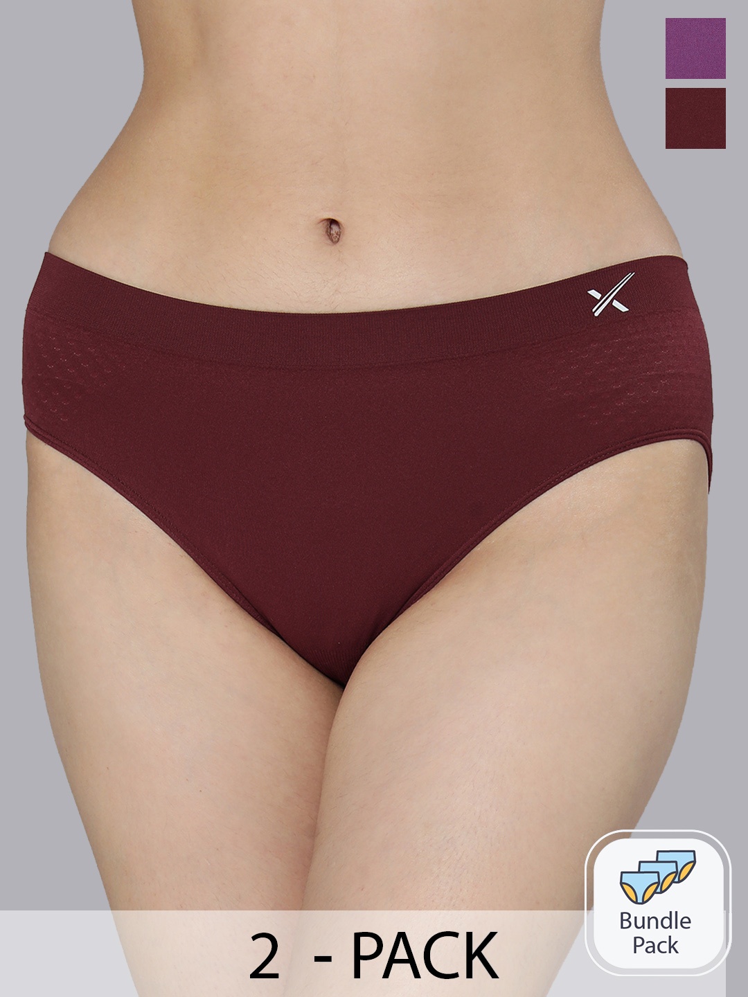 

HRX by Hrithik Roshan Pack Of 2 Seamless Anti-Bacterial Briefs HR_SS24_W_BF_KY_5300_02-E, Purple