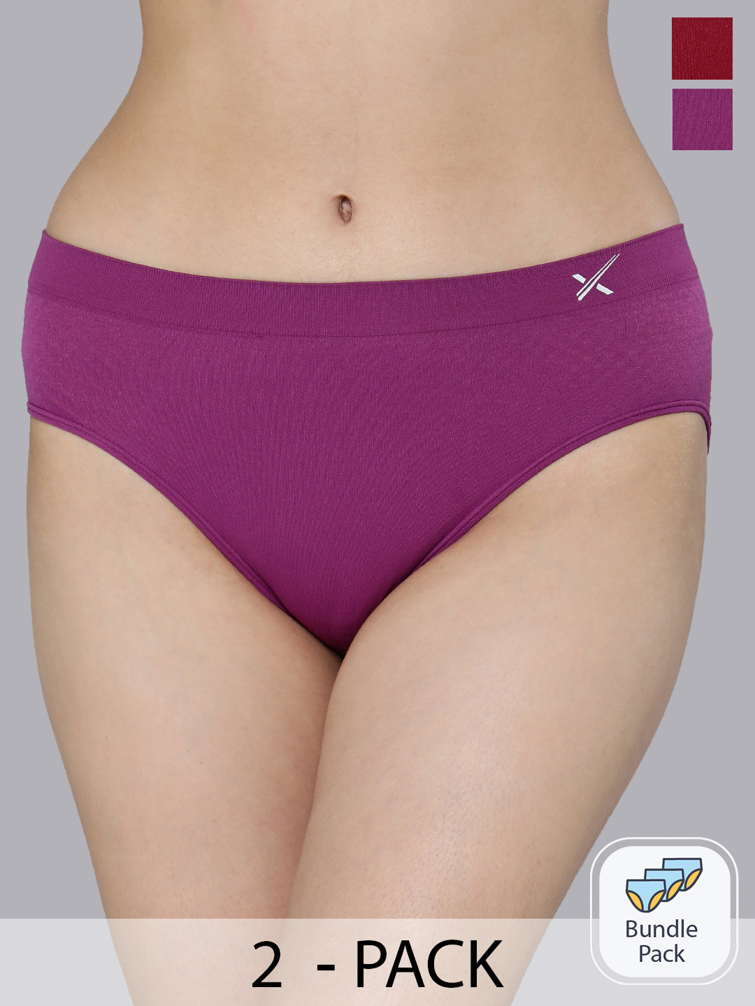 

HRX by Hrithik Roshan Pack Of 2 Mid Rise Seamless Hipster Briefs, Purple