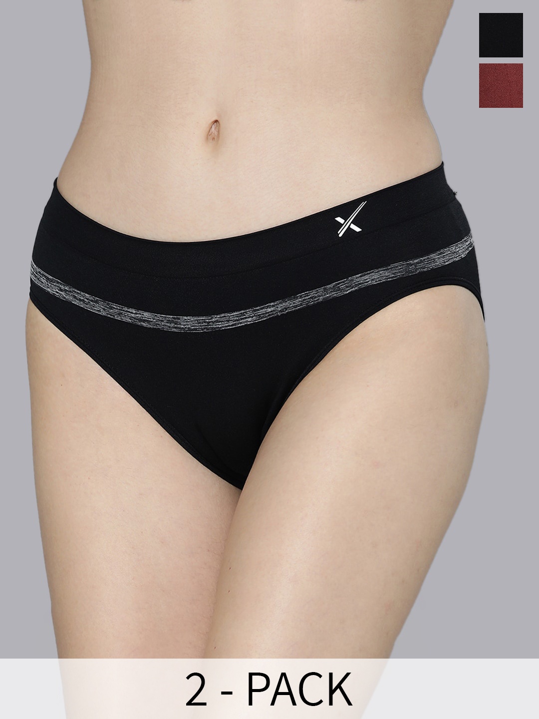

HRX by Hrithik Roshan Pack Of 2 Seamless Anti Bacterial Basic Briefs, Black