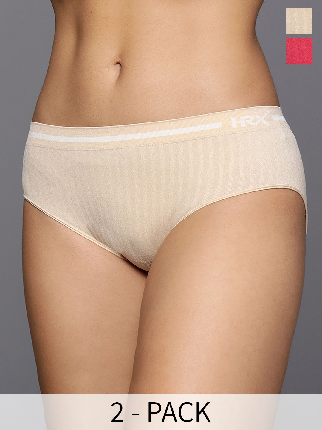 

HRX by Hrithik Roshan Pack Of 2 Seamless Anti Bacterial Basic Briefs, Nude