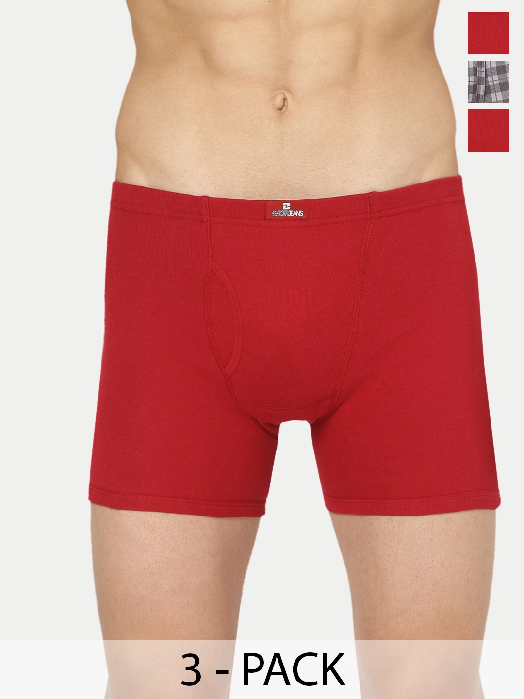 

UnderJeans by Spykar Pack Of 3 Outer Elastic Trunk 16864156-1-16864094-1, Maroon