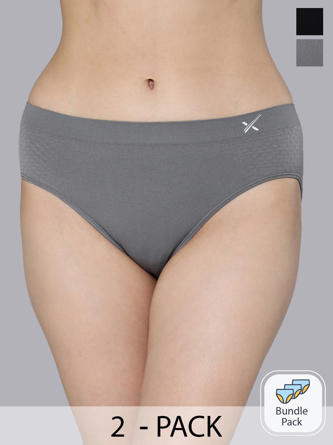 

HRX by Hrithik Roshan Seamless Pack of 2 Basic Briefs, Grey