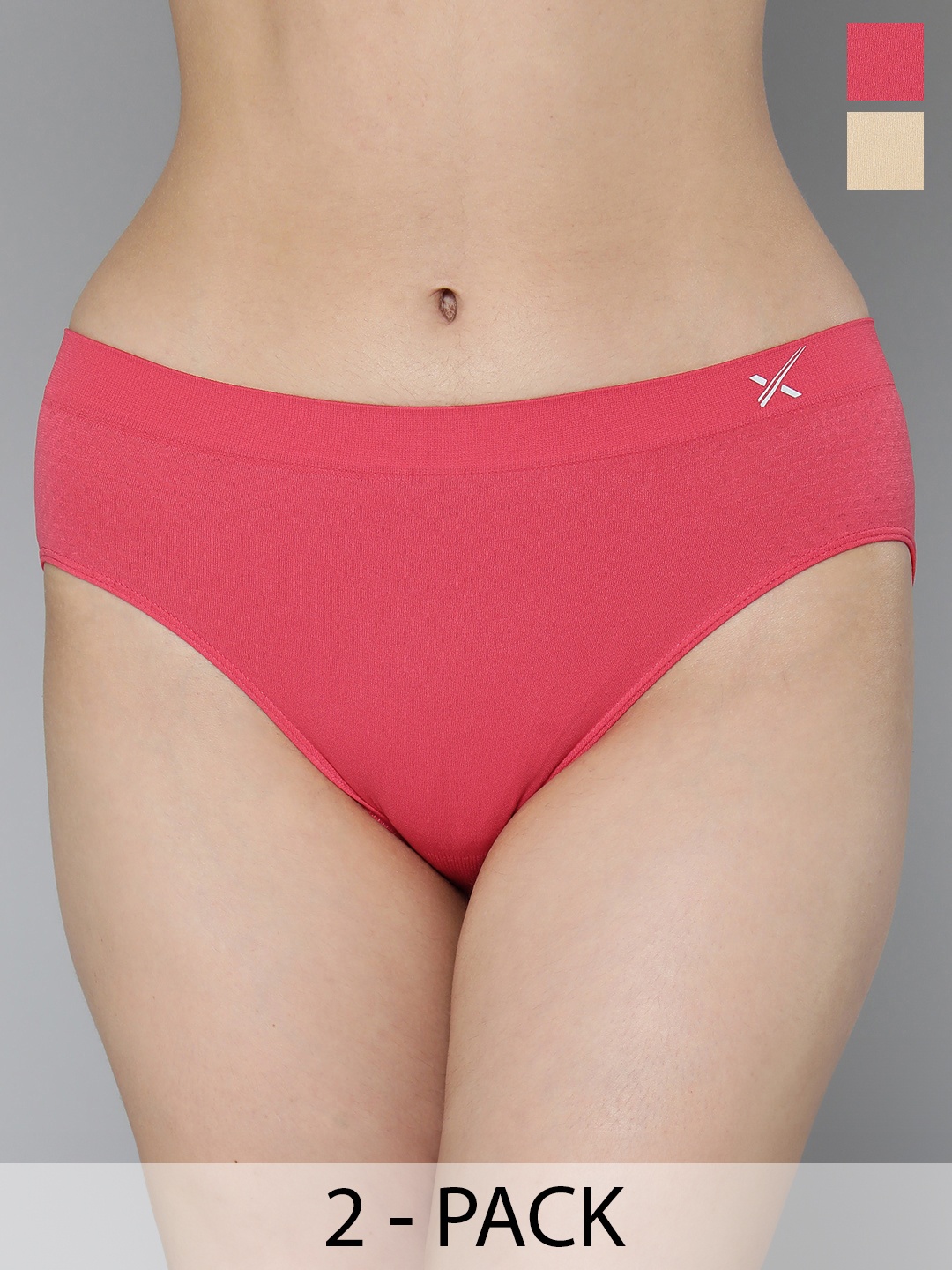 

HRX by Hrithik Roshan Pack Of 2 Beige & Pink Seamless Basic Briefs