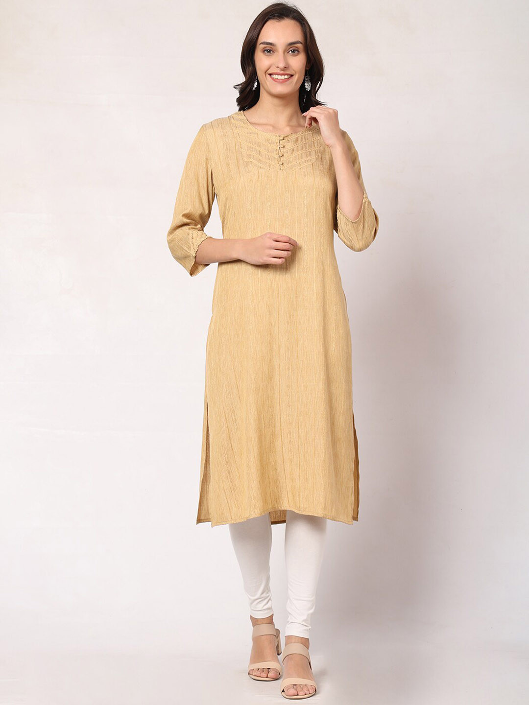 

GOCHIKKO Geometric Printed Kurta, Peach