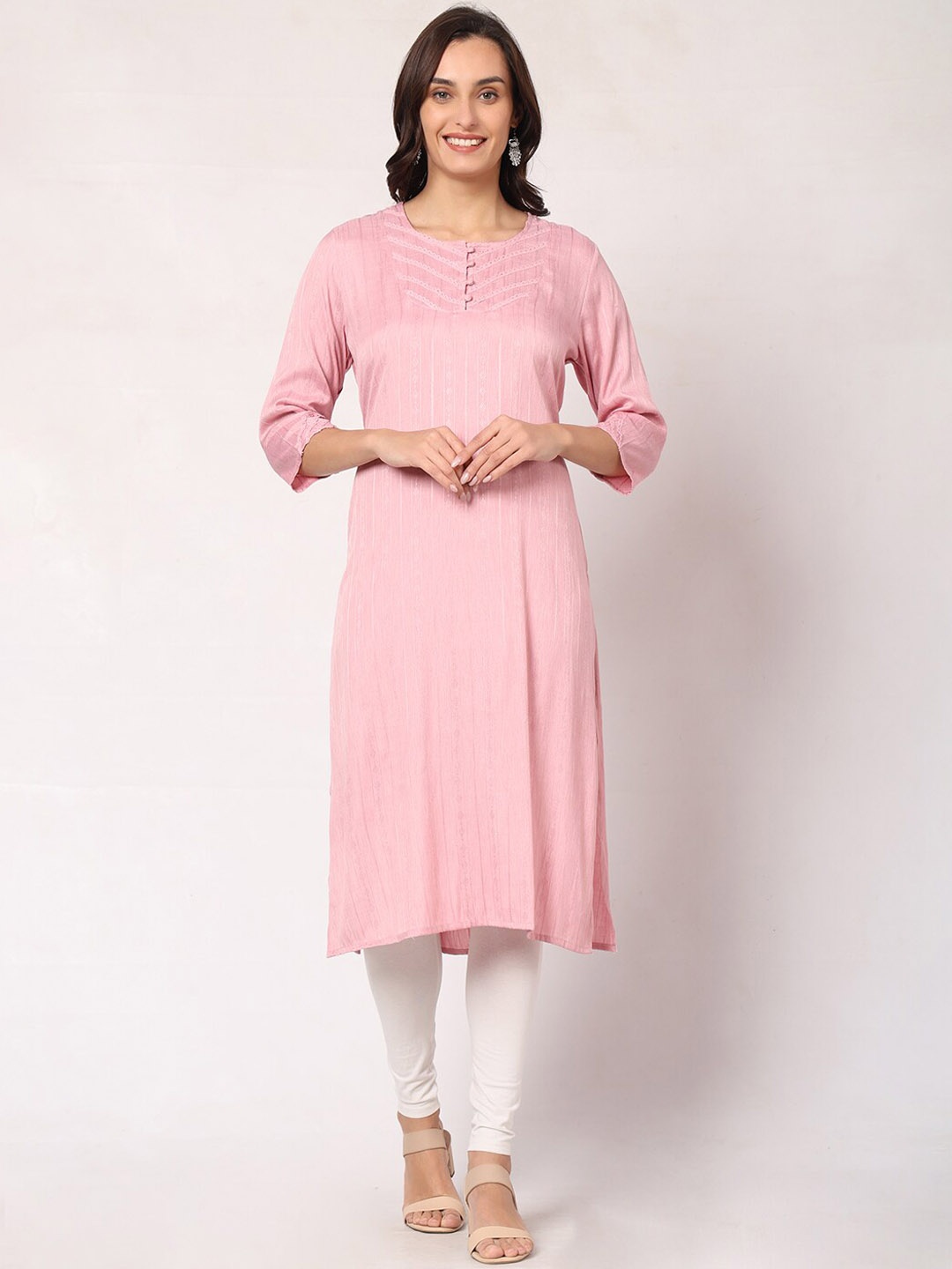 

GOCHIKKO Geometric Printed Kurta, Pink
