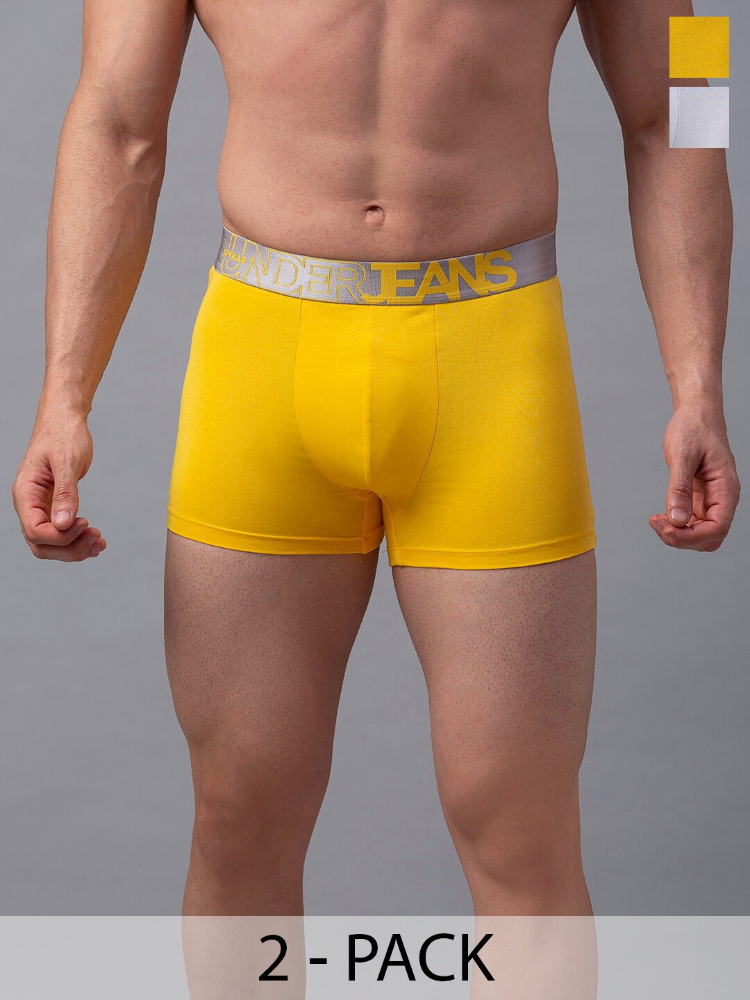 

UnderJeans by Spykar Pack Of 2 Outer Elastic Trunk 16864120-1-16864102-1, Yellow