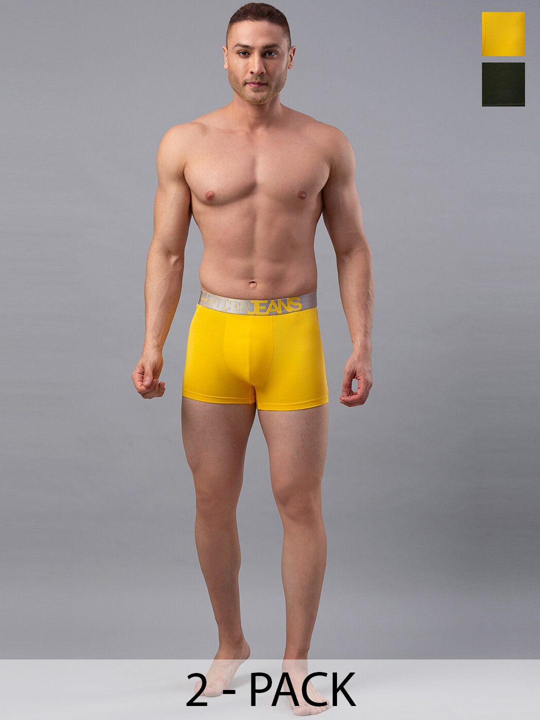

UnderJeans by Spykar Pack Of 2 Outer Elastic Trunk 16864140-1-16864102-1, Yellow