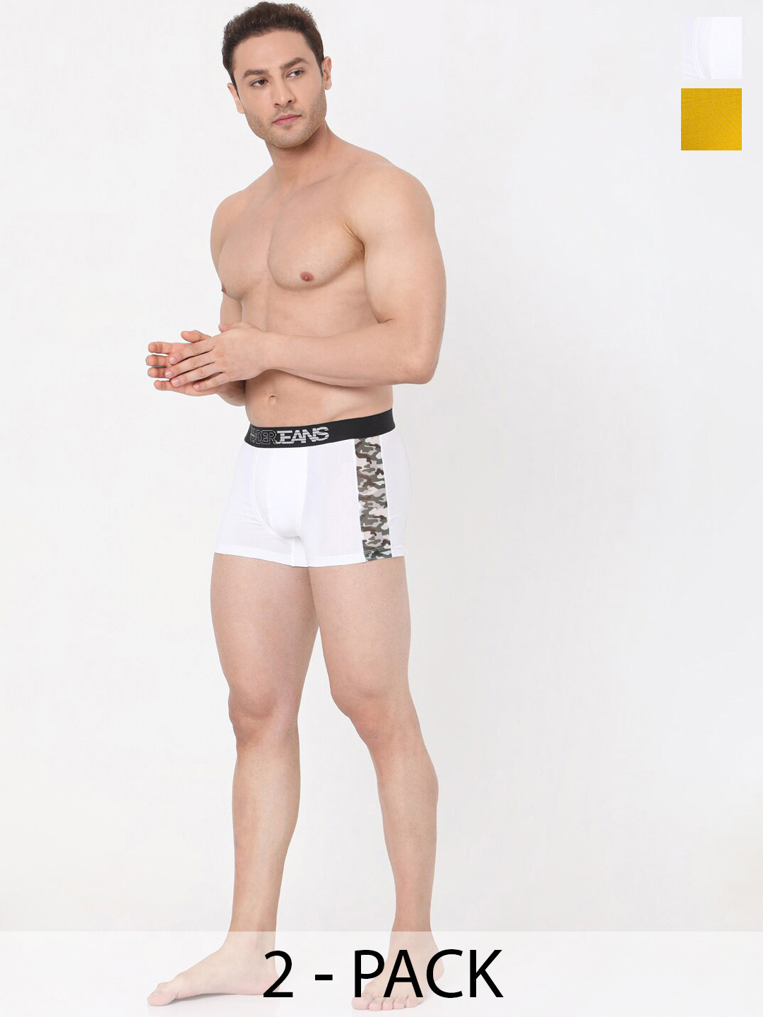 

UnderJeans by Spykar Pack Of 2 Outer Elastic Trunk 16864166-1-16864102-1, White