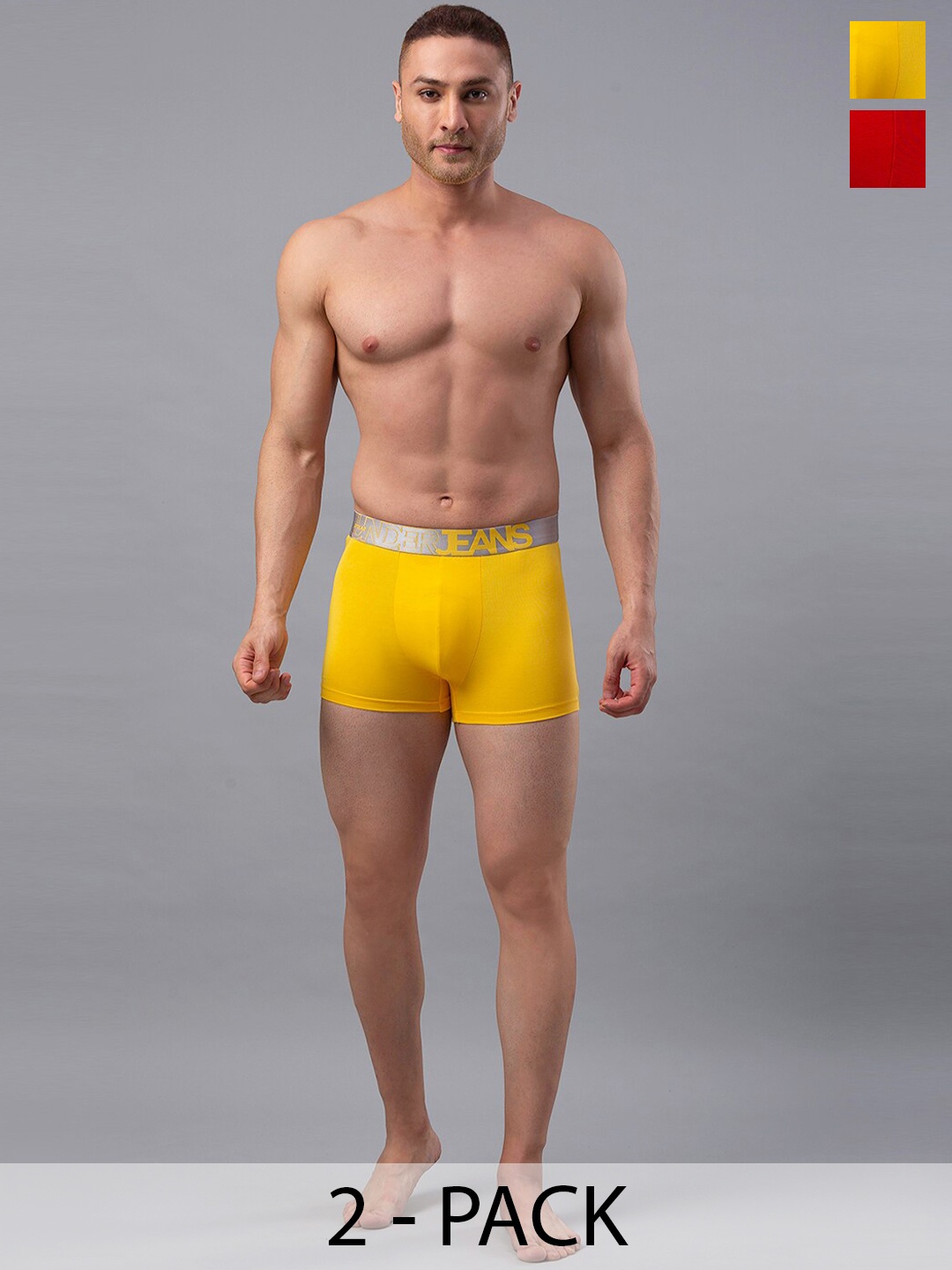 

UnderJeans by Spykar Pack Of 2 Outer Elastic Trunk 16864170-1-16864102-1, Yellow