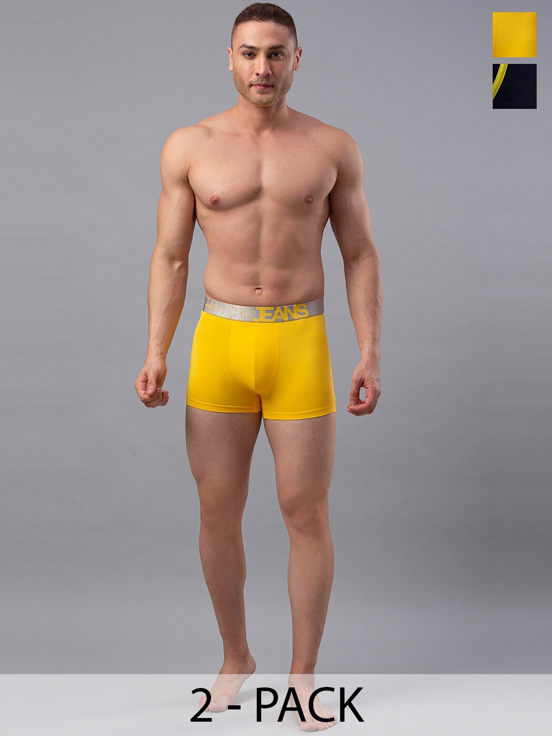 

UnderJeans by Spykar Pack Of 2 Outer Elastic Trunk 16864102-1-16864180-1, Yellow