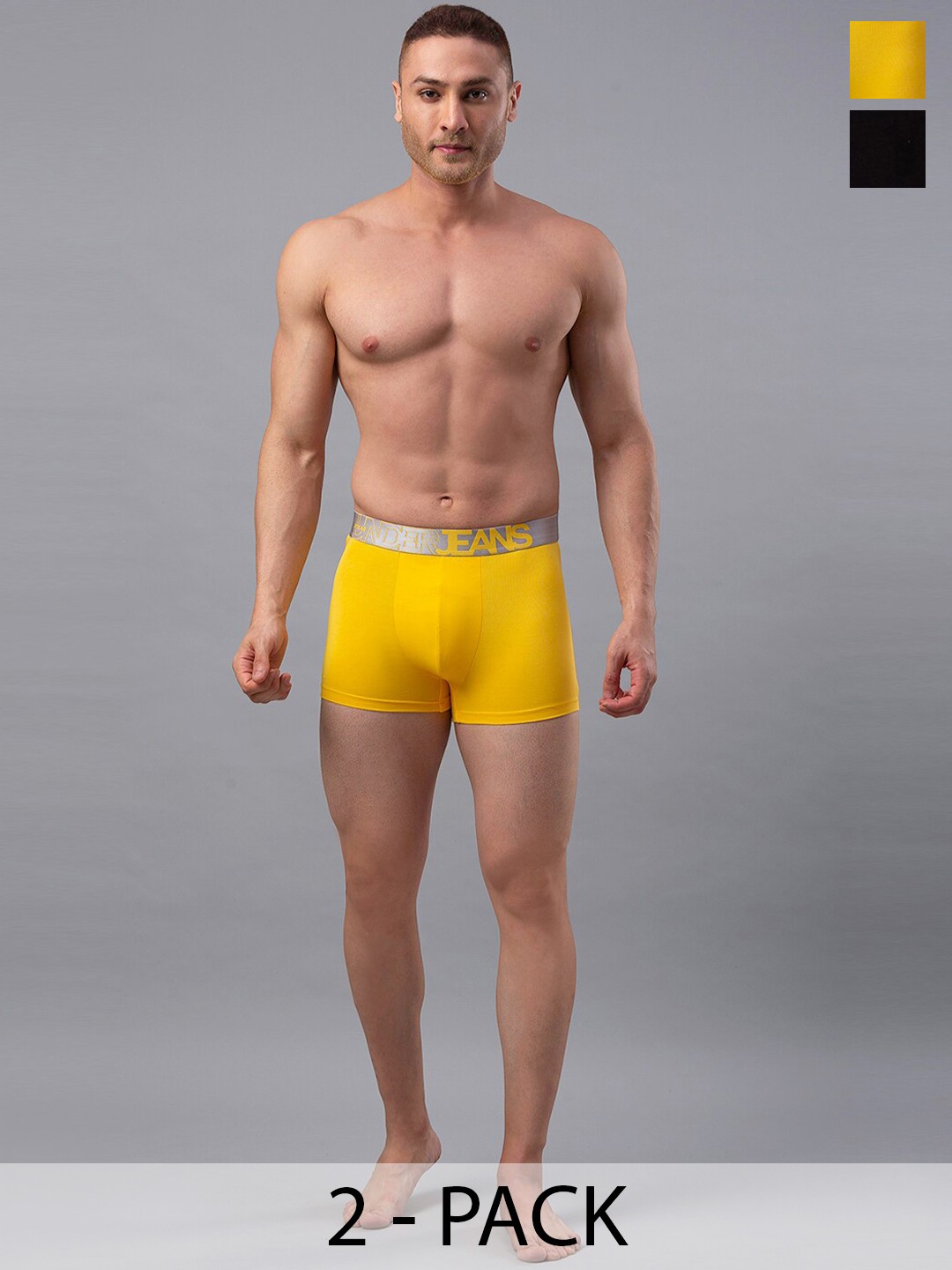 

UnderJeans by Spykar Pack Of 2 Outer Elastic Trunk 16864102-1-16864234-1, Yellow