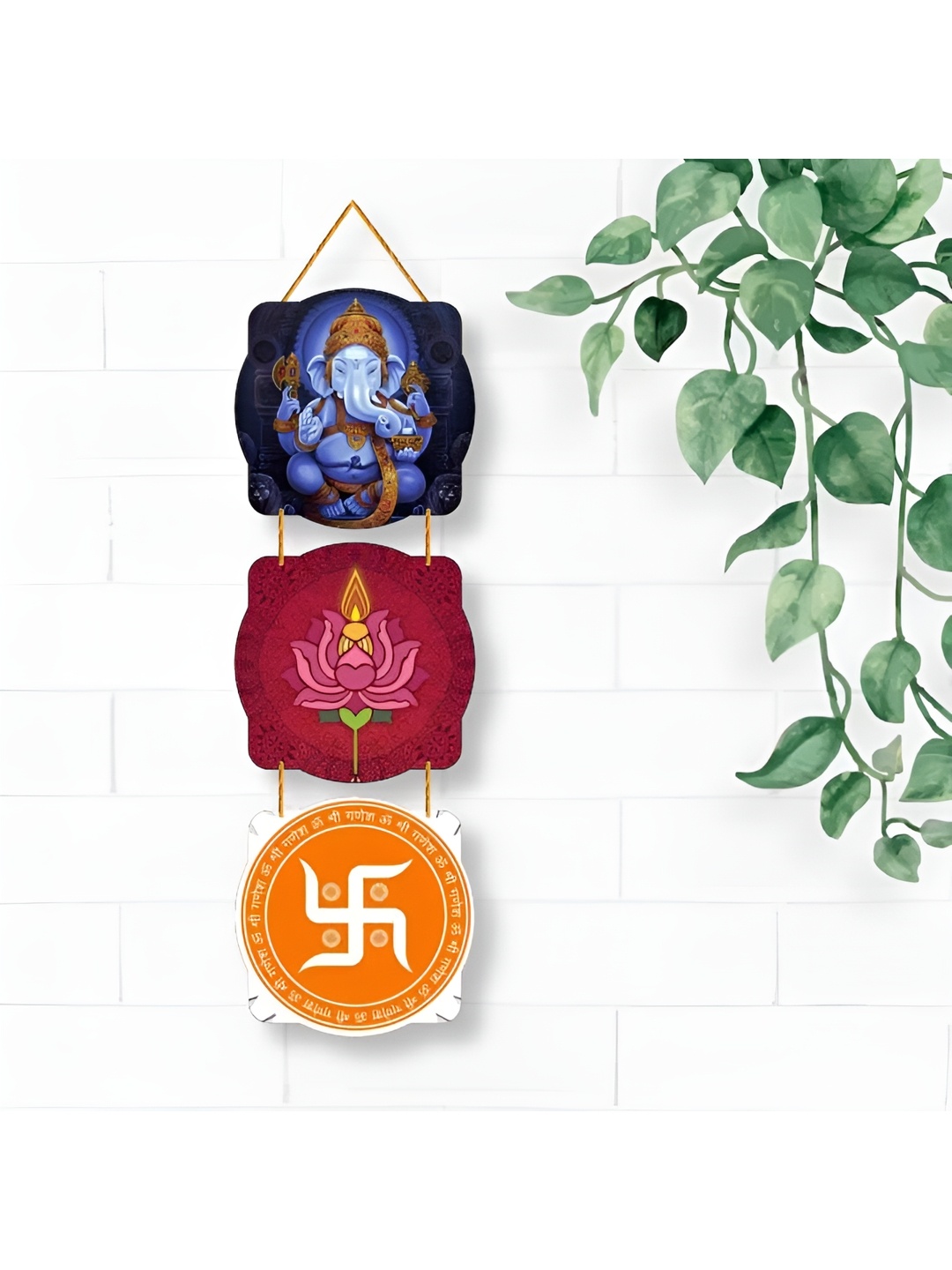 

Nupur Studios Blue & Pink Printed Wooden Wall Hanging