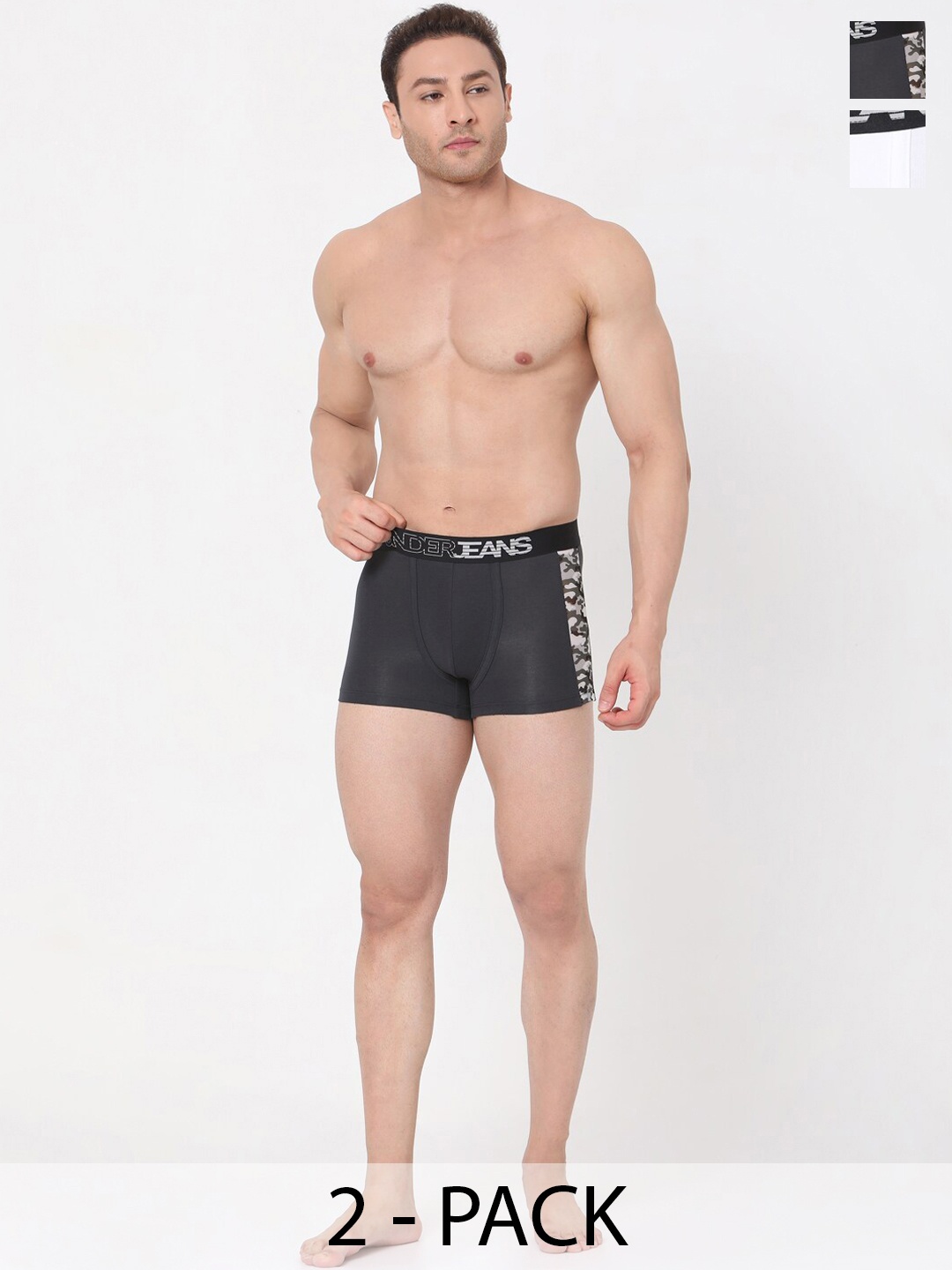 

UnderJeans by Spykar Pack Of 2 Outer Elastic Trunk 16864118-1-16864166-1, Grey
