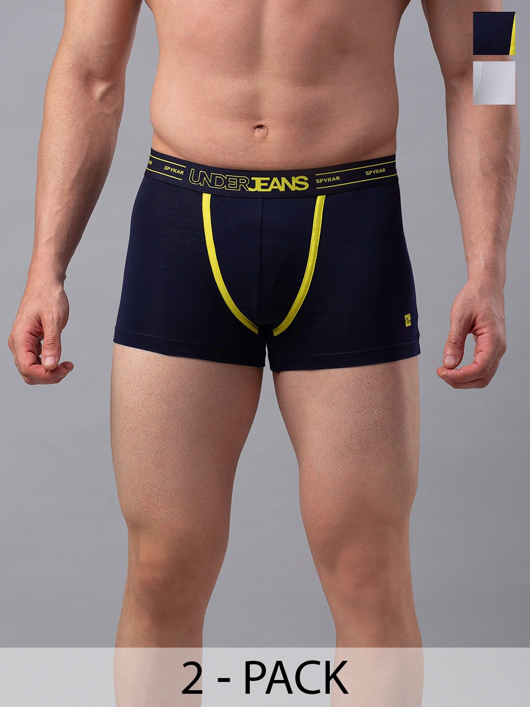 

UnderJeans by Spykar Pack Of 2 Outer Elastic Trunk 16864180-1-16864120-1, Navy blue