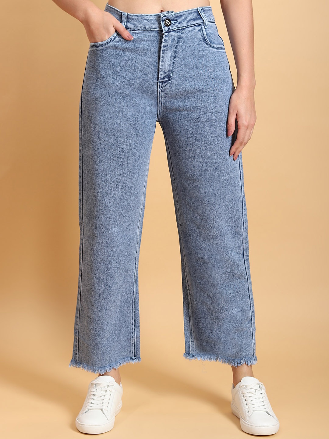 

LIVE OK Women Boyfriend Fit High-Rise Light Fade Stretchable Jeans, Blue