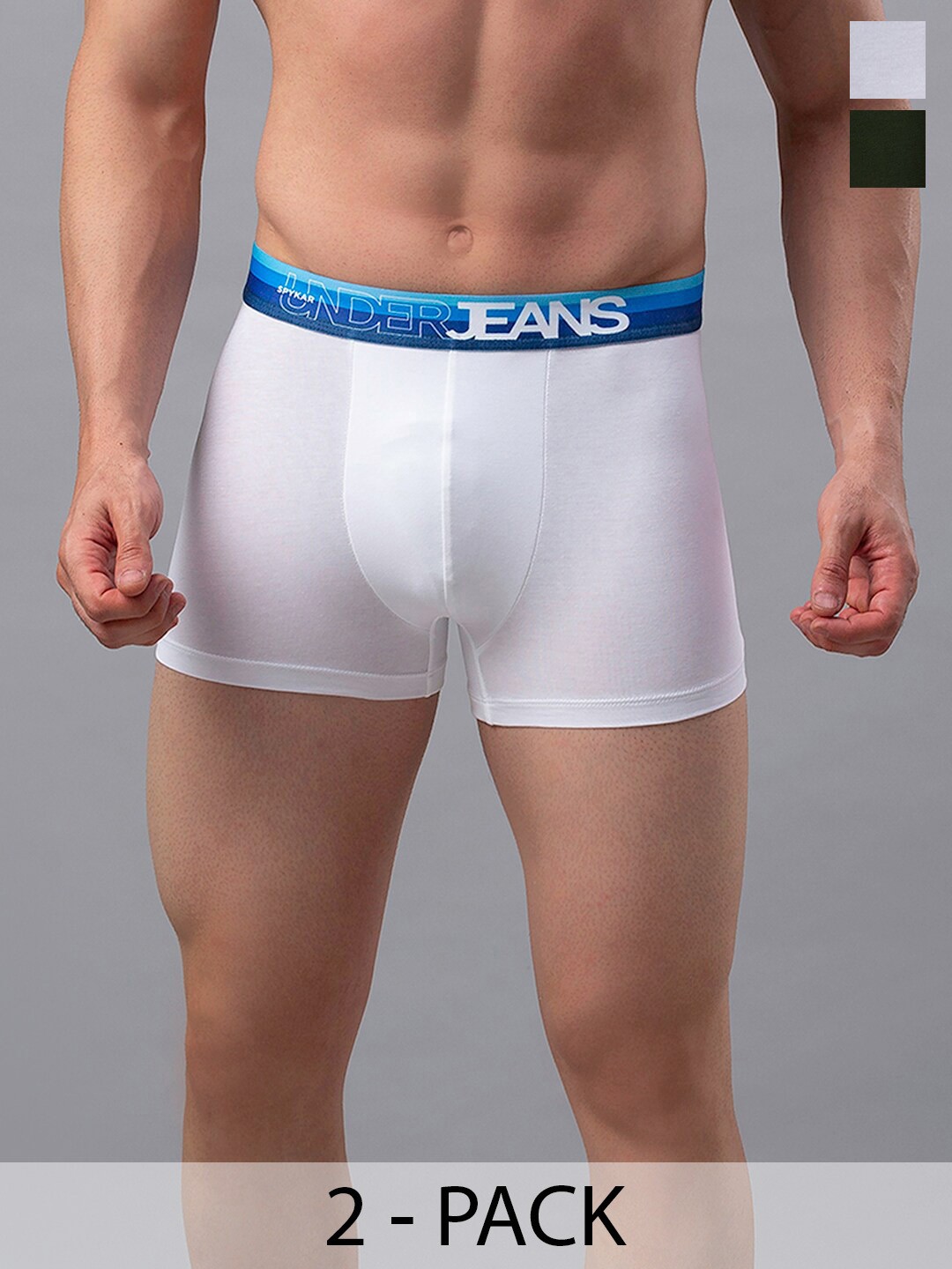 

UnderJeans by Spykar Pack Of 2 Mid-Rise Trunk 16864140-1-16864142, White