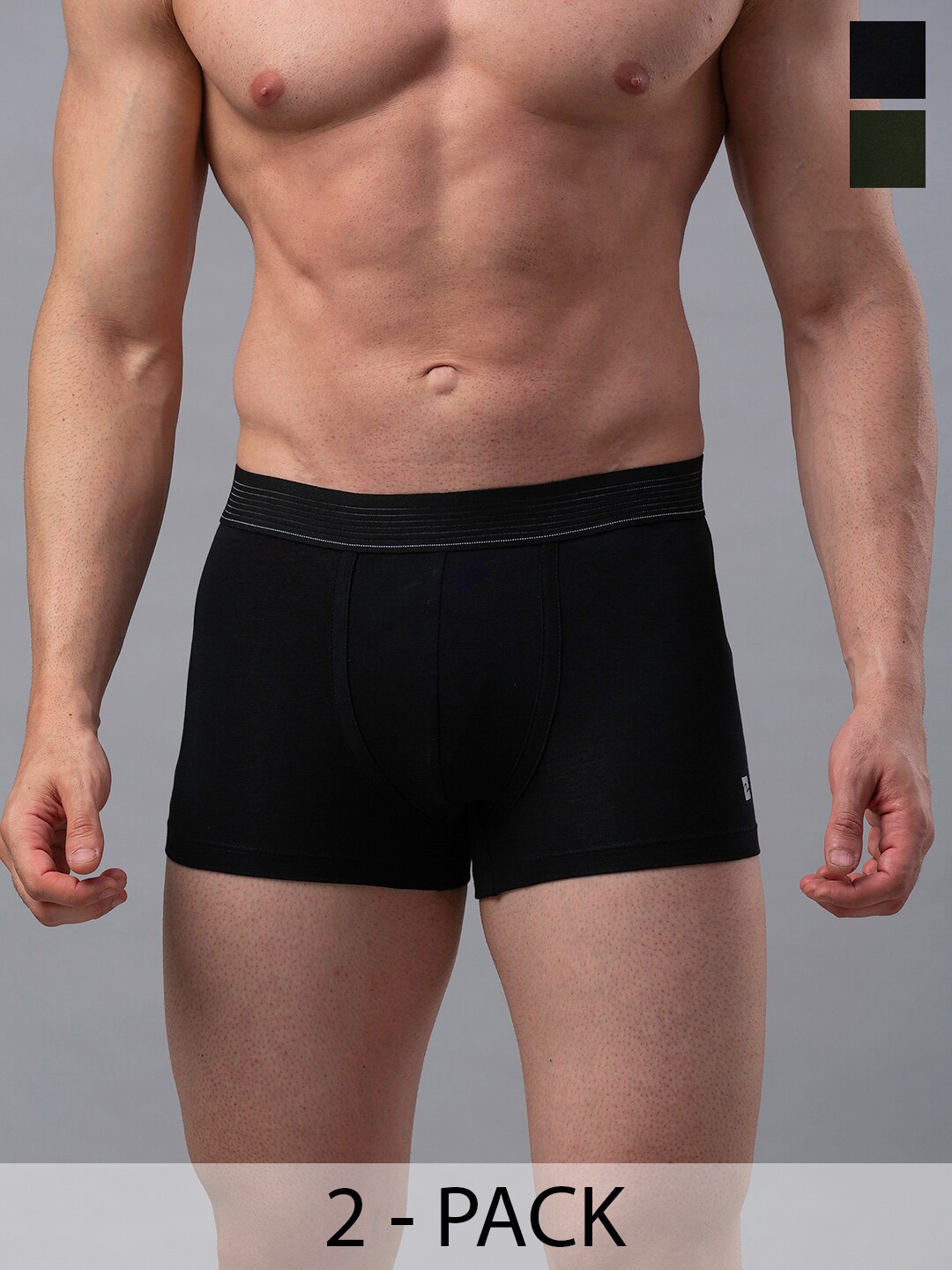 

UnderJeans by Spykar Pack Of 2 Mid-Rise Trunk 16864140-1-16864202, Black