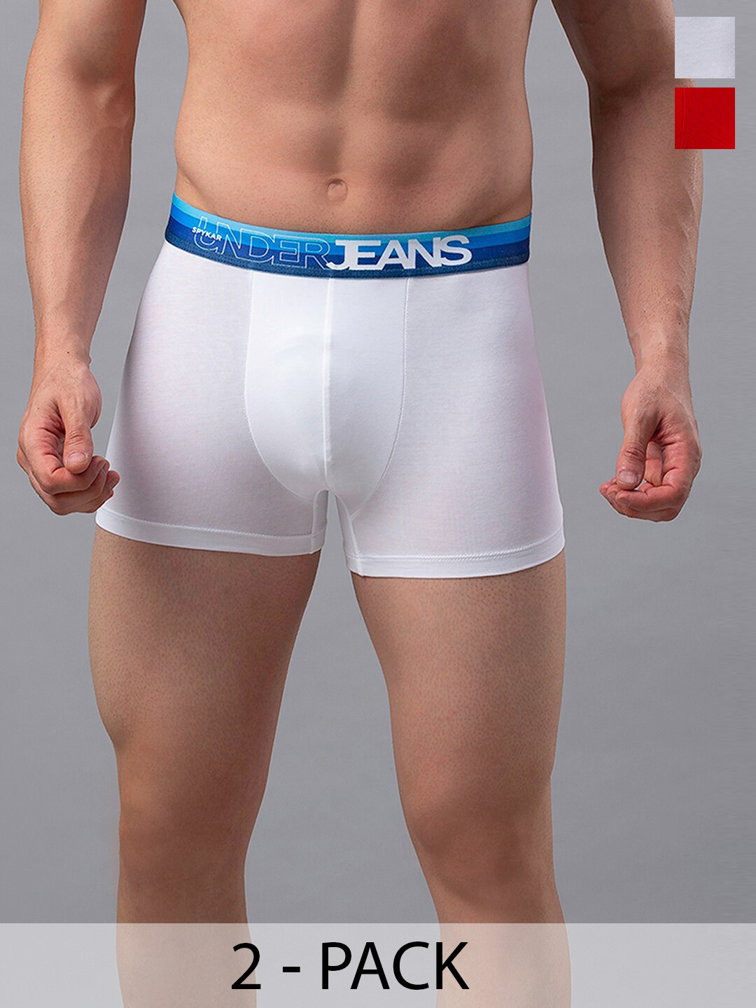 

UnderJeans by Spykar Pack Of 2 Mid-Rise Trunk 16864170-1-16864142, White