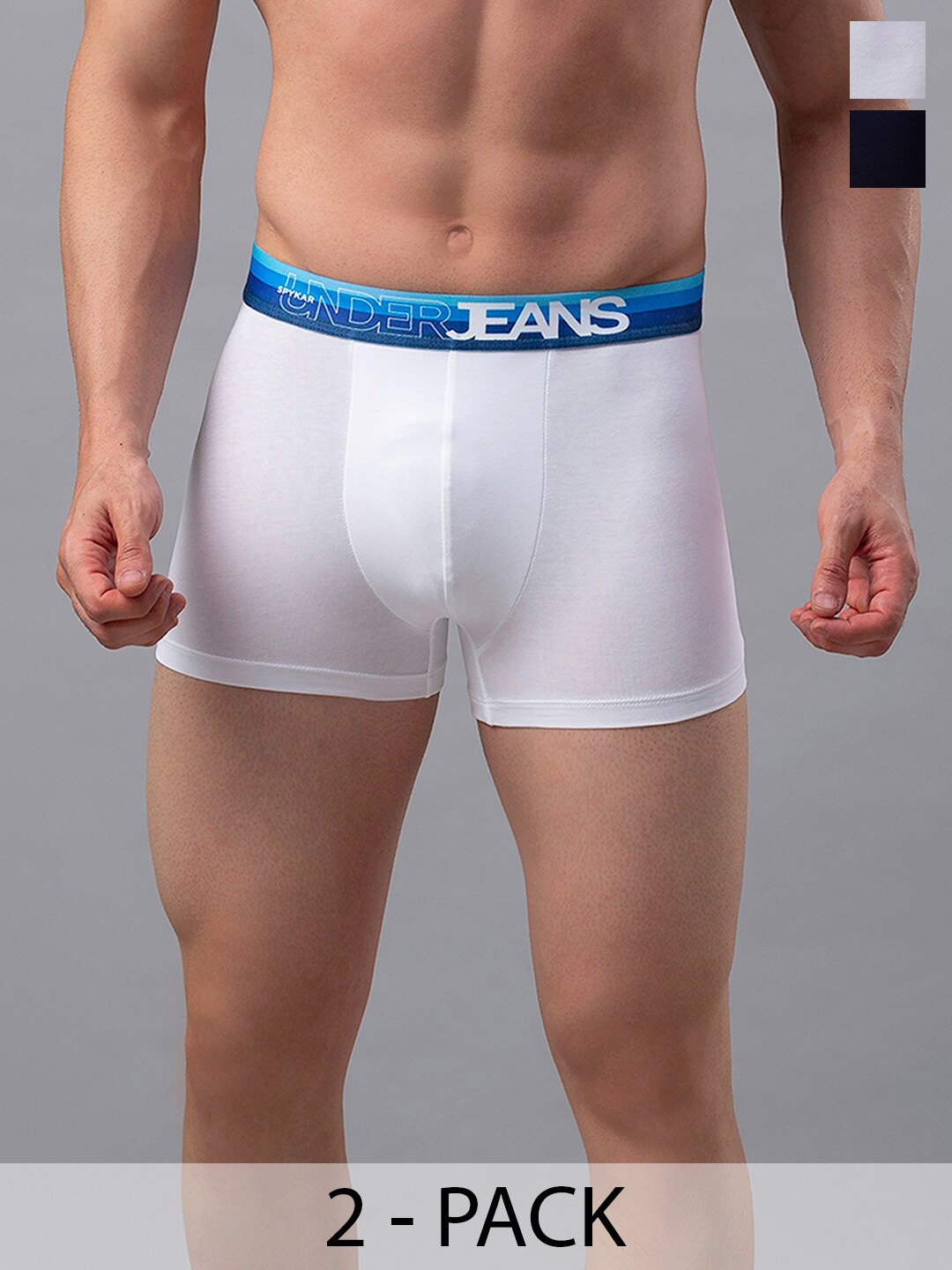 

UnderJeans by Spykar Pack Of 2 Mid-Rise Trunk 16864142-1-16864180, White