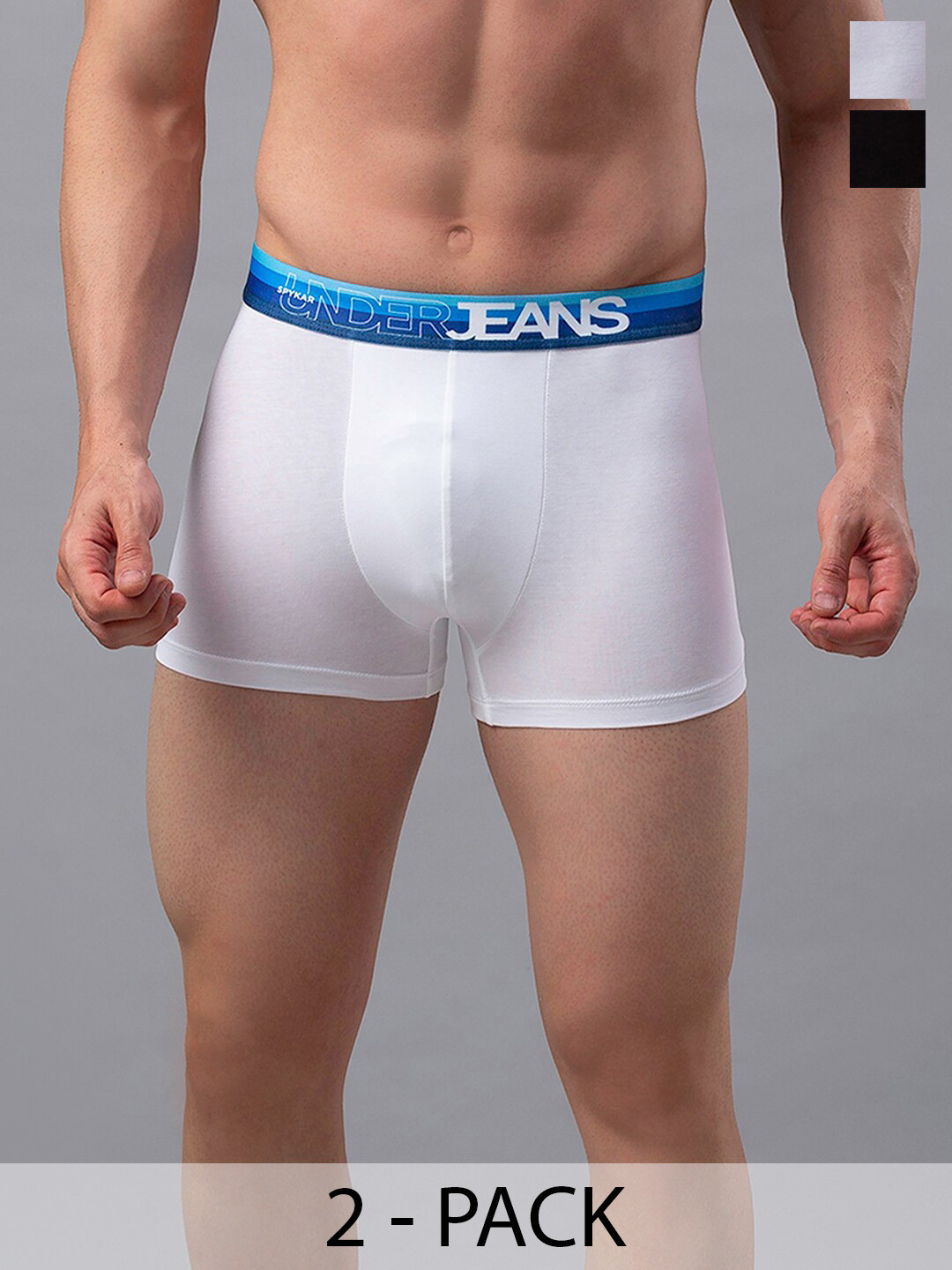 

UnderJeans by Spykar Pack Of 2 Mid-Rise Trunk 16864142-1-16864234, White