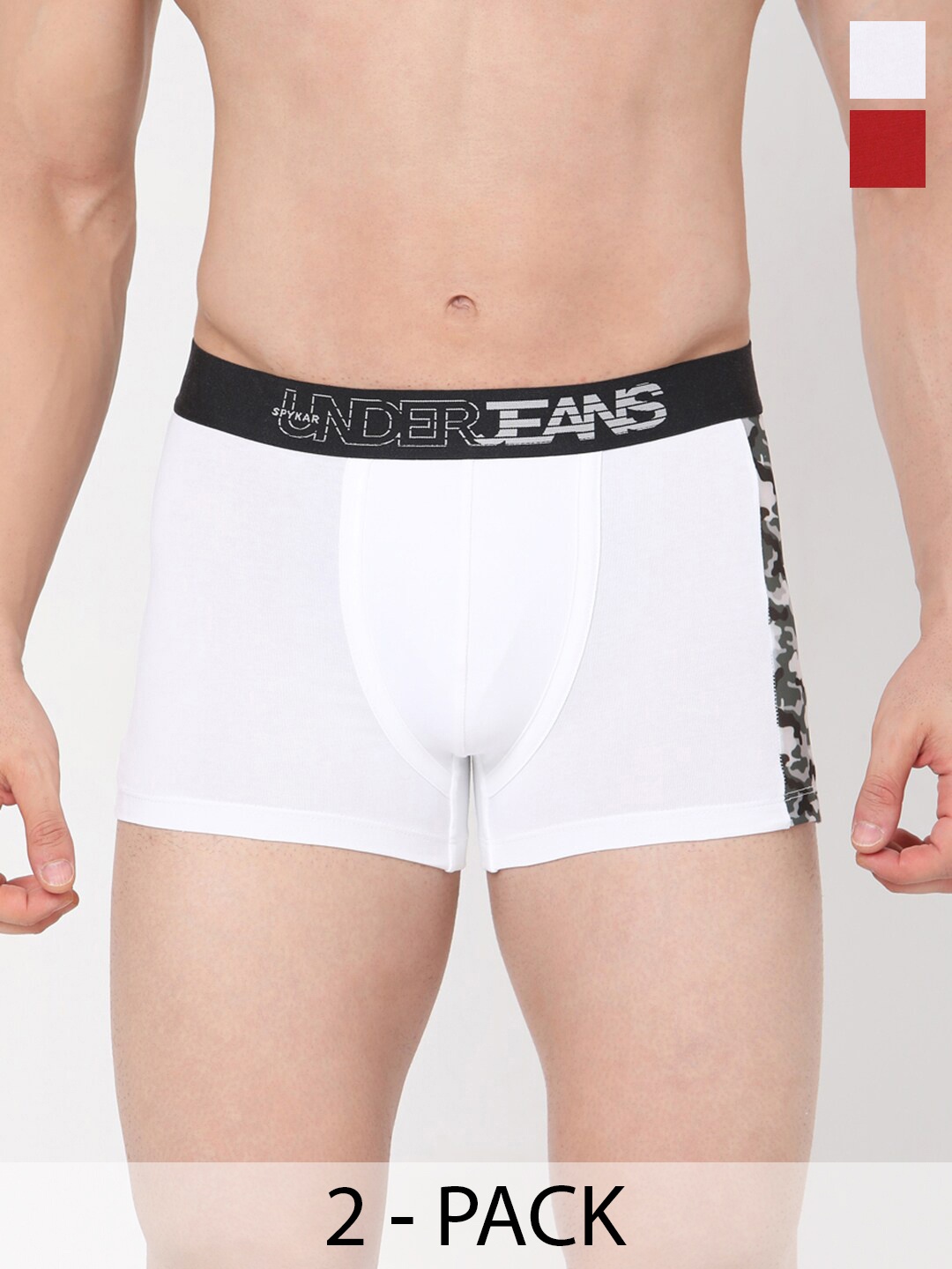 

UnderJeans by Spykar Pack Of 2 Mid-Rise Trunk 16864144-1-16864166, White