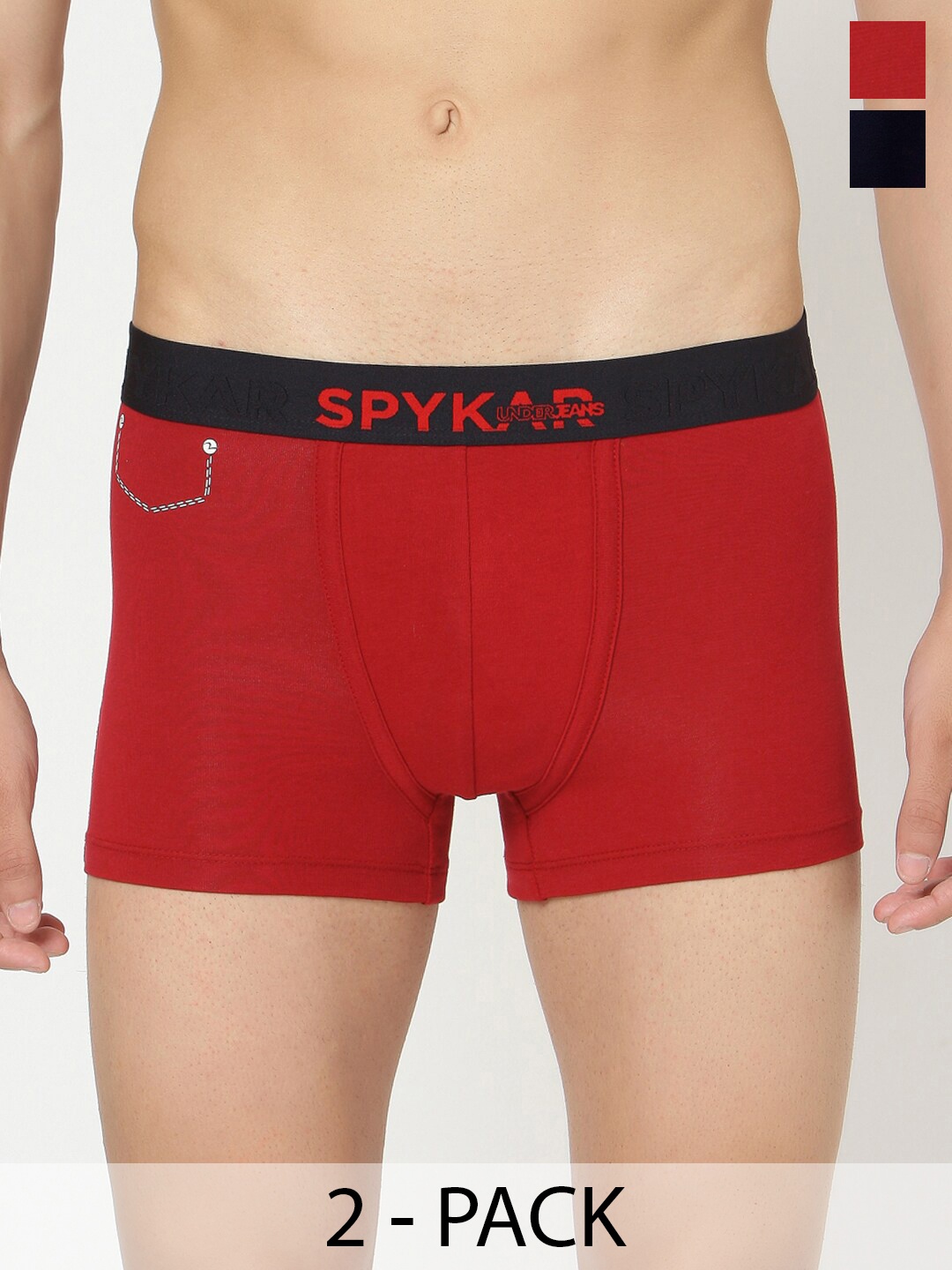 

UnderJeans by Spykar Pack Of 2 Mid-Rise Trunk 16864144-1-16864180, Maroon