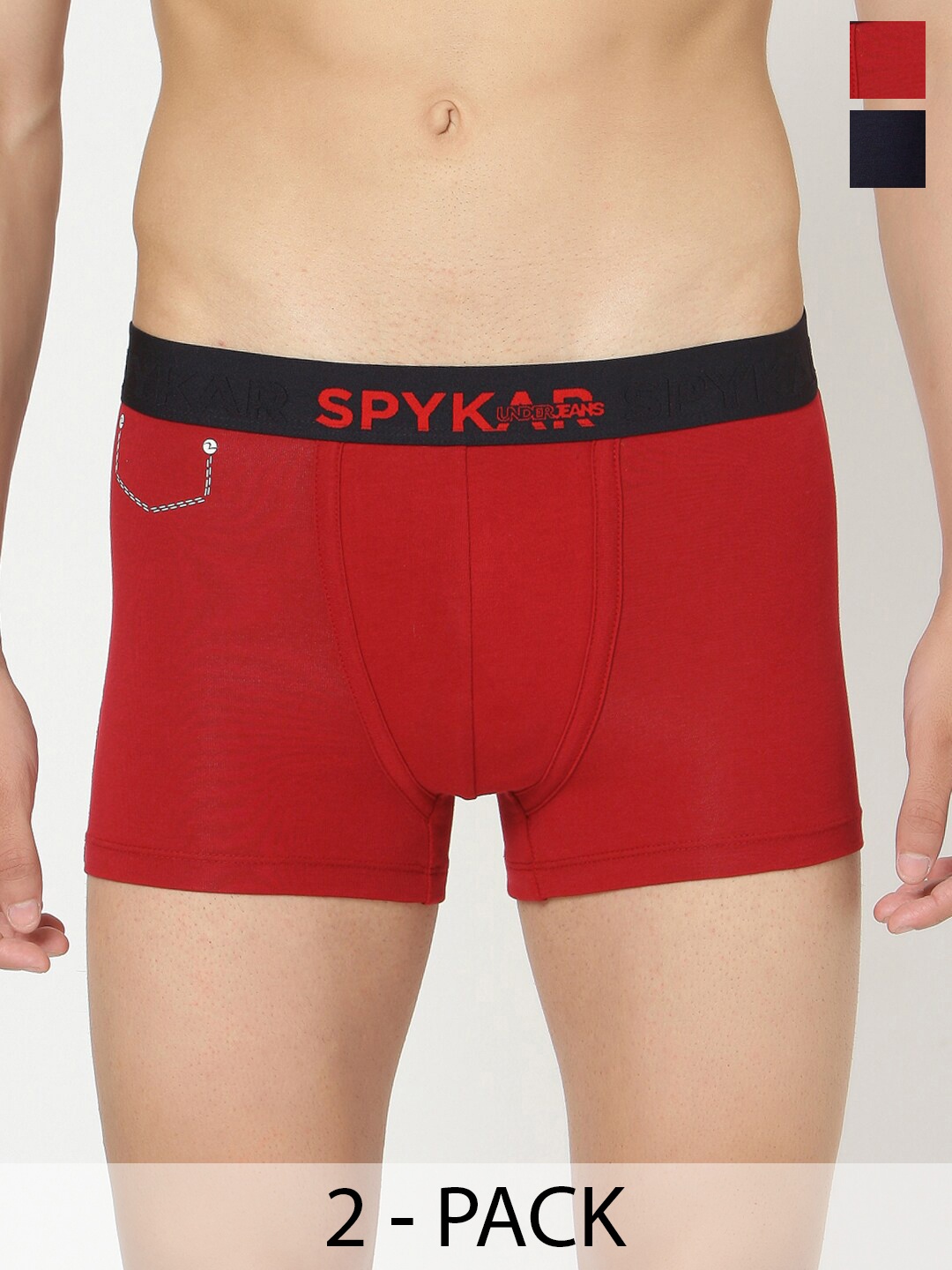 

UnderJeans by Spykar Pack Of 2 Outer Elastic Trunks, Maroon