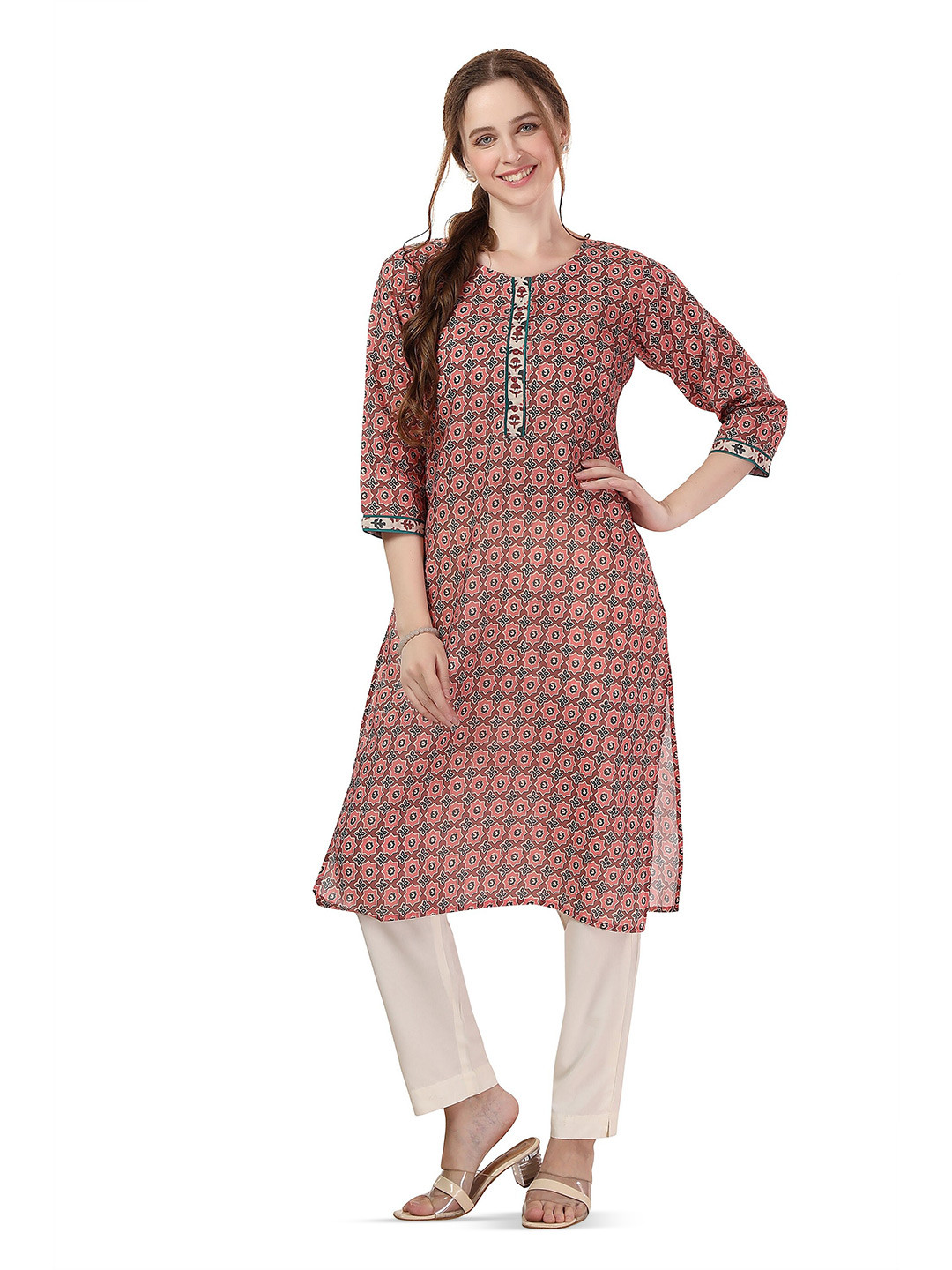 

keshubaba Ethnic Motifs Printed Kurta, Red