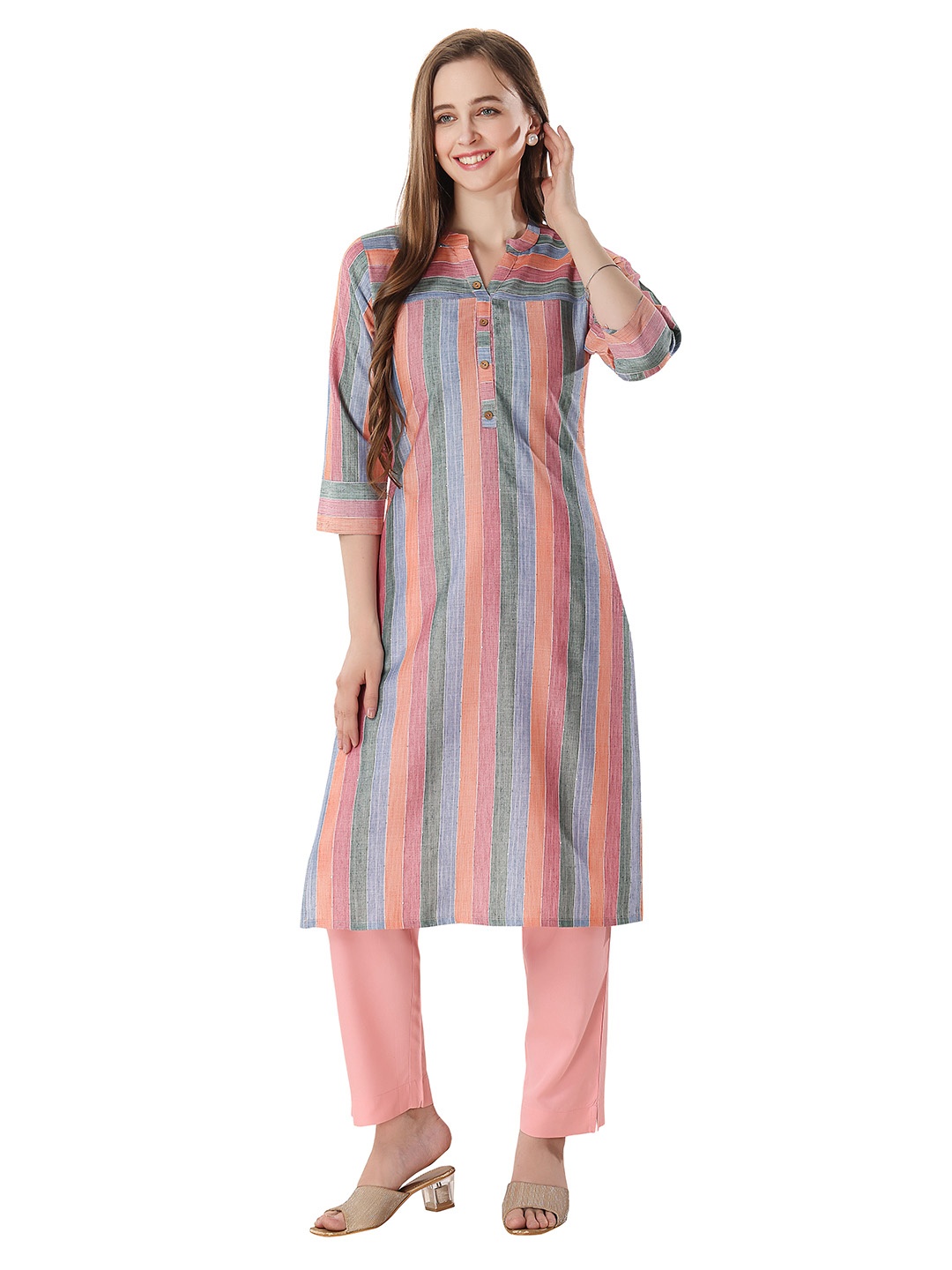 

keshubaba Striped Long Kurta, Blue